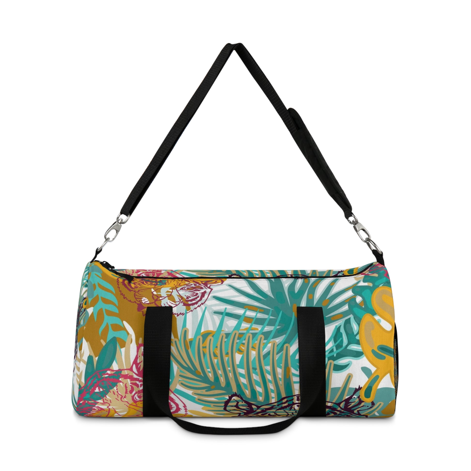 Tropical Jungle Tigers Brown and Green Duffel Bag, Artsulli - Art is Long, Life is Short, Bags, , , , , , , 