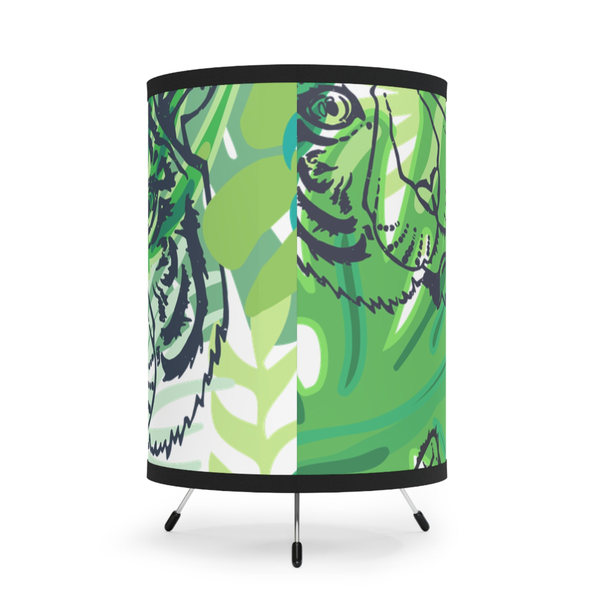 Tropical Jungle Tigers Green Tripod Lamp with High-Res Printed Shade, US\CA plug, Artsulli - Art is Long, Life is Short, Home Decor, , , , , , , 