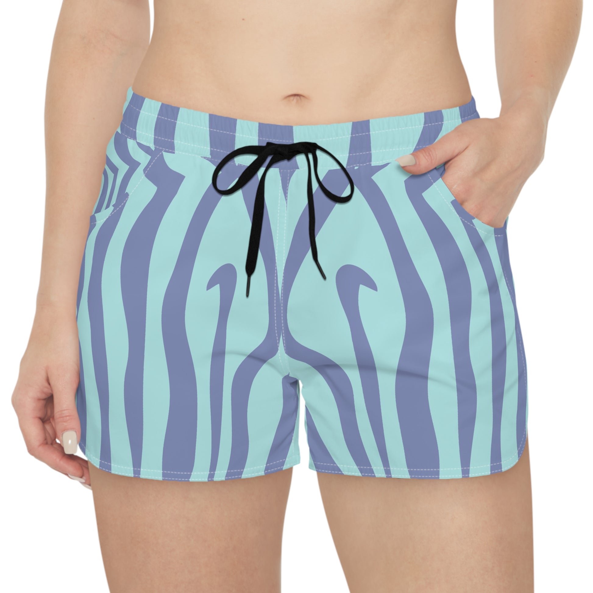 Amorphous Blue Zebra Banner Women's Casual Shorts (AOP), Artsulli - Art is Long, Life is Short, All Over Prints, , , , , , , 