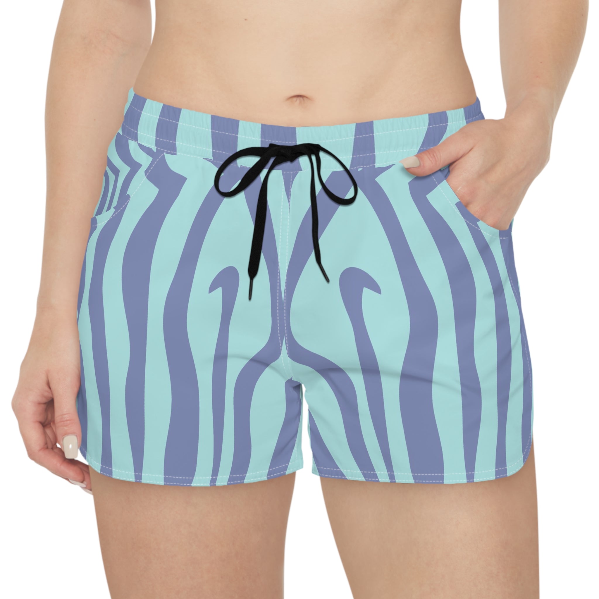 Amorphous Blue Zebra Banner Women's Casual Shorts (AOP), Artsulli - Art is Long, Life is Short, All Over Prints, , , , , , , 