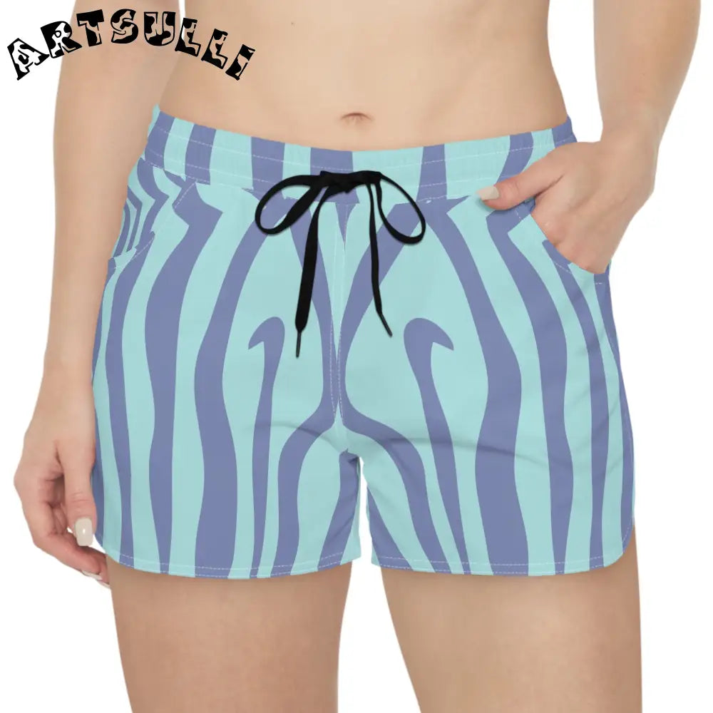 JAKKOUTTHEBXX Amorphous Blue Zebra Banner Women’s Casual Shorts