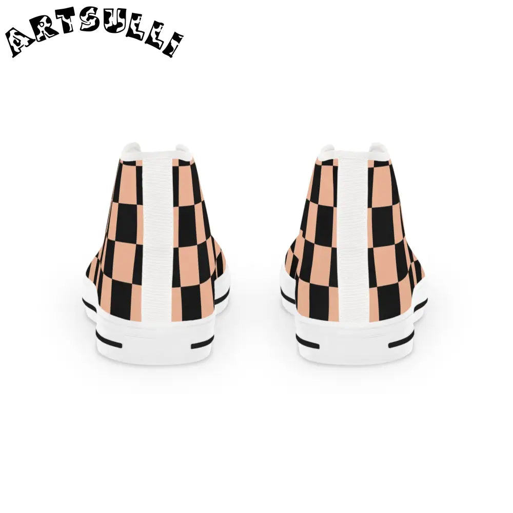 JAKKOUTTHEBXX Checkerboard Soft Orange and Black Men’s High Top