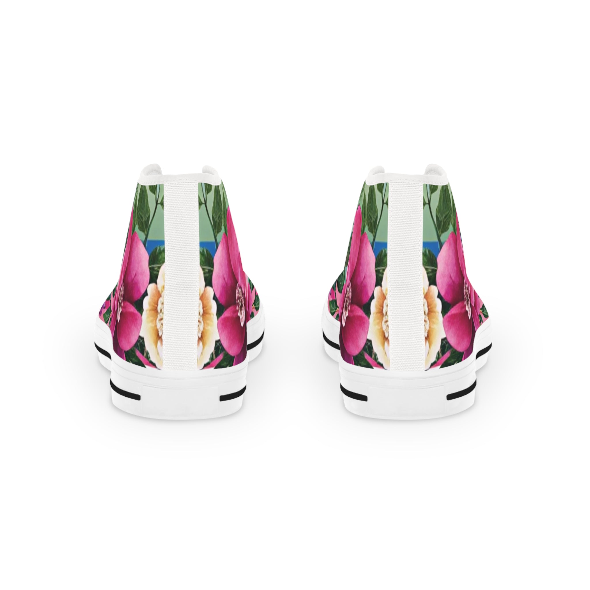 Floral Stripe 4K Men's High Top Sneakers, Artsulli - Art is Long, Life is Short, Shoes, , , , , , , 
