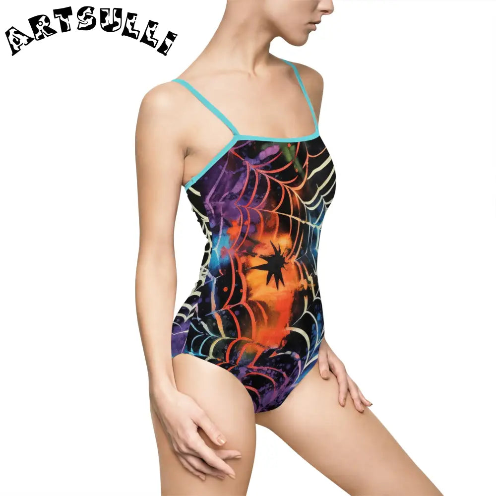 JAKKOUTTHEBXX Colorful Spider Web One-Piece Swimsuit 2025