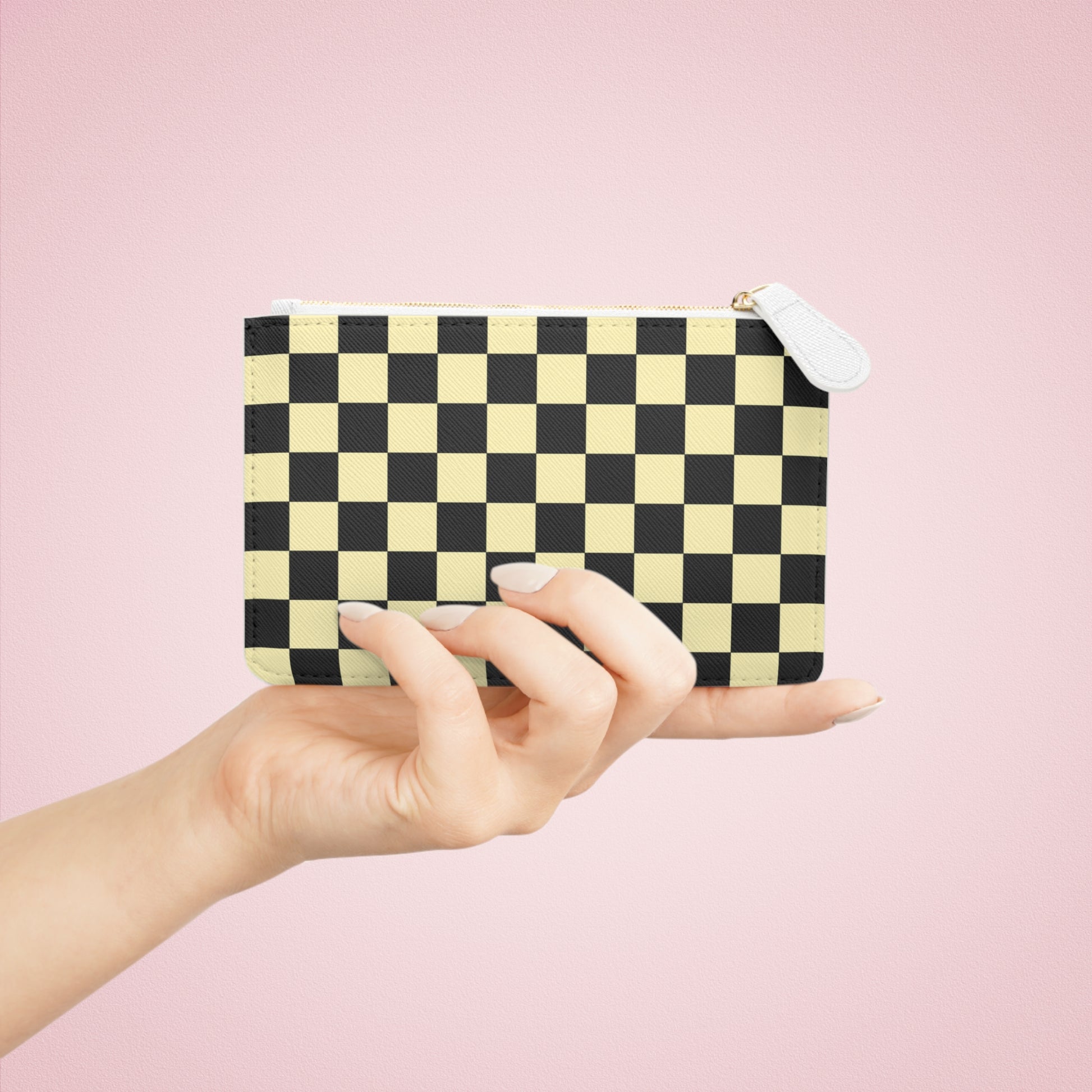 Checkerboard Black and Yellow Mini Clutch Bag, Artsulli - Art is Long, Life is Short, Bags, , , , , , , 
