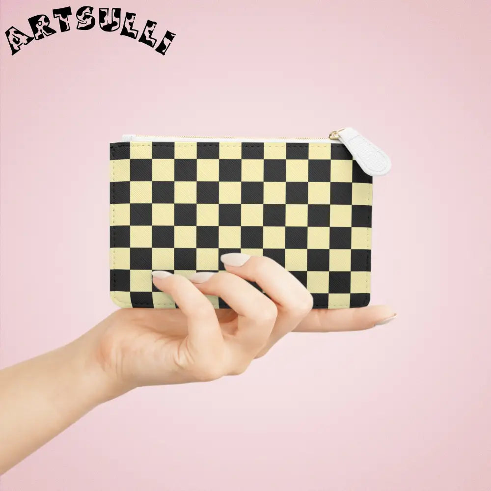 JAKKOUTTHEBXX Checkerboard Black and Yellow Mini Clutch Bag