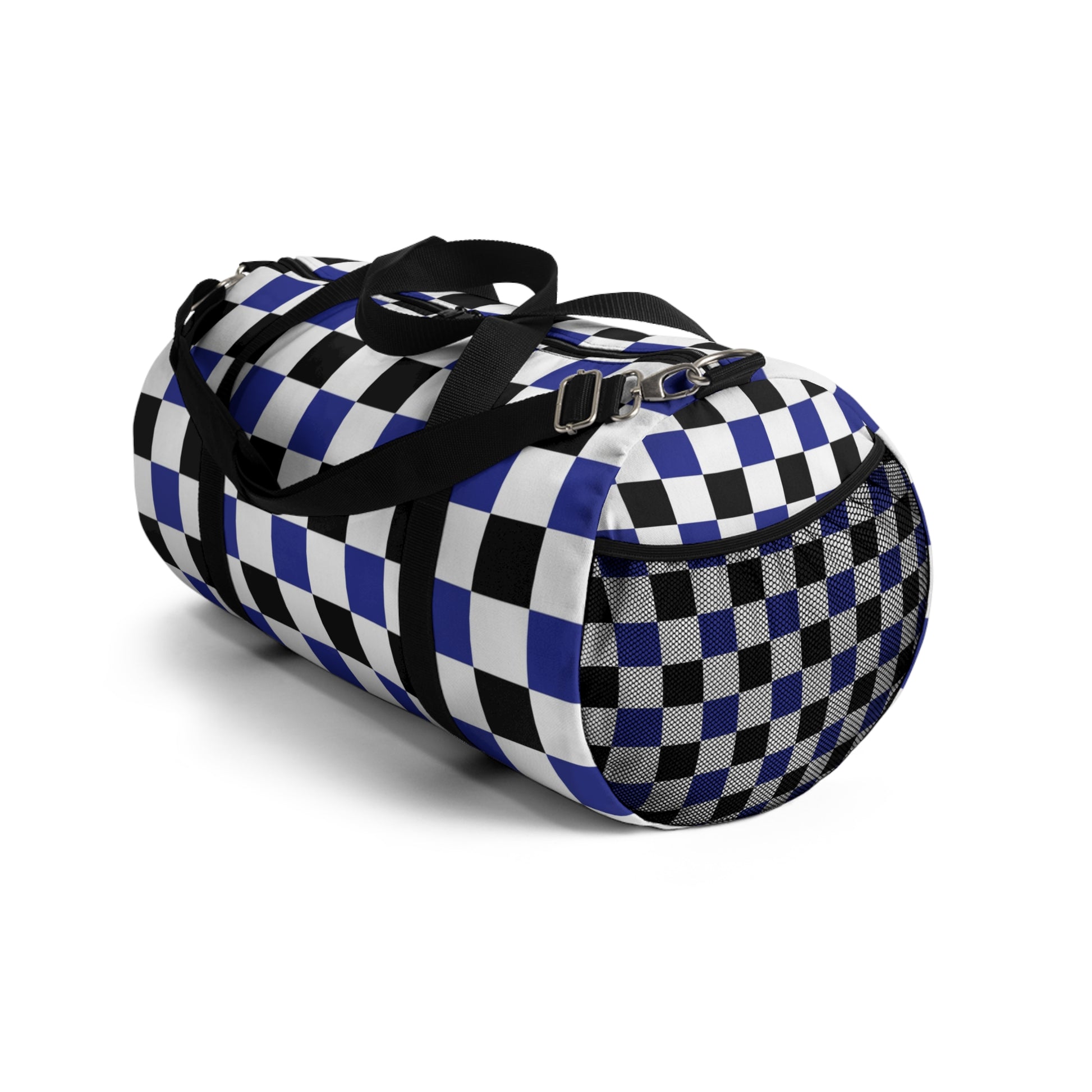 Checkerboard Blue White and Black Duffel Bag, Artsulli - Art is Long, Life is Short, Bags, , , , , , , 