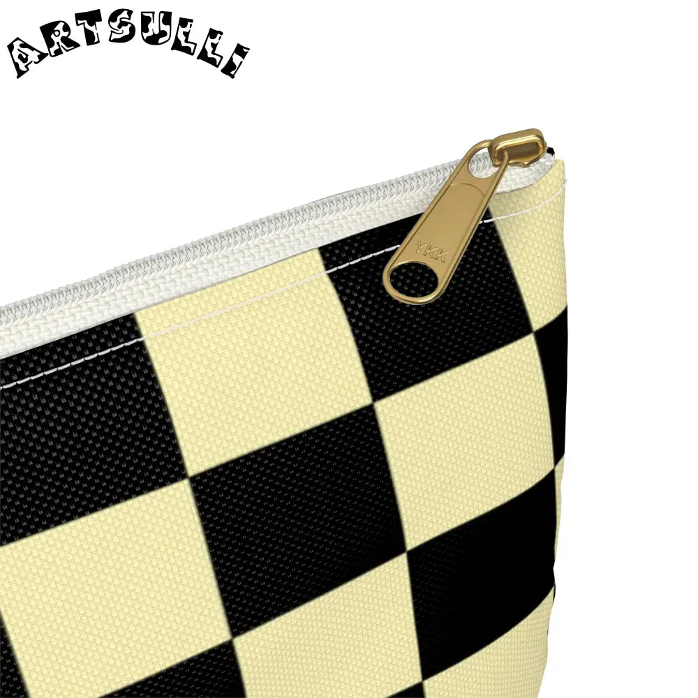 JAKKOUTTHEBXX Checkerboard Black and Yellow Accessory Pouch