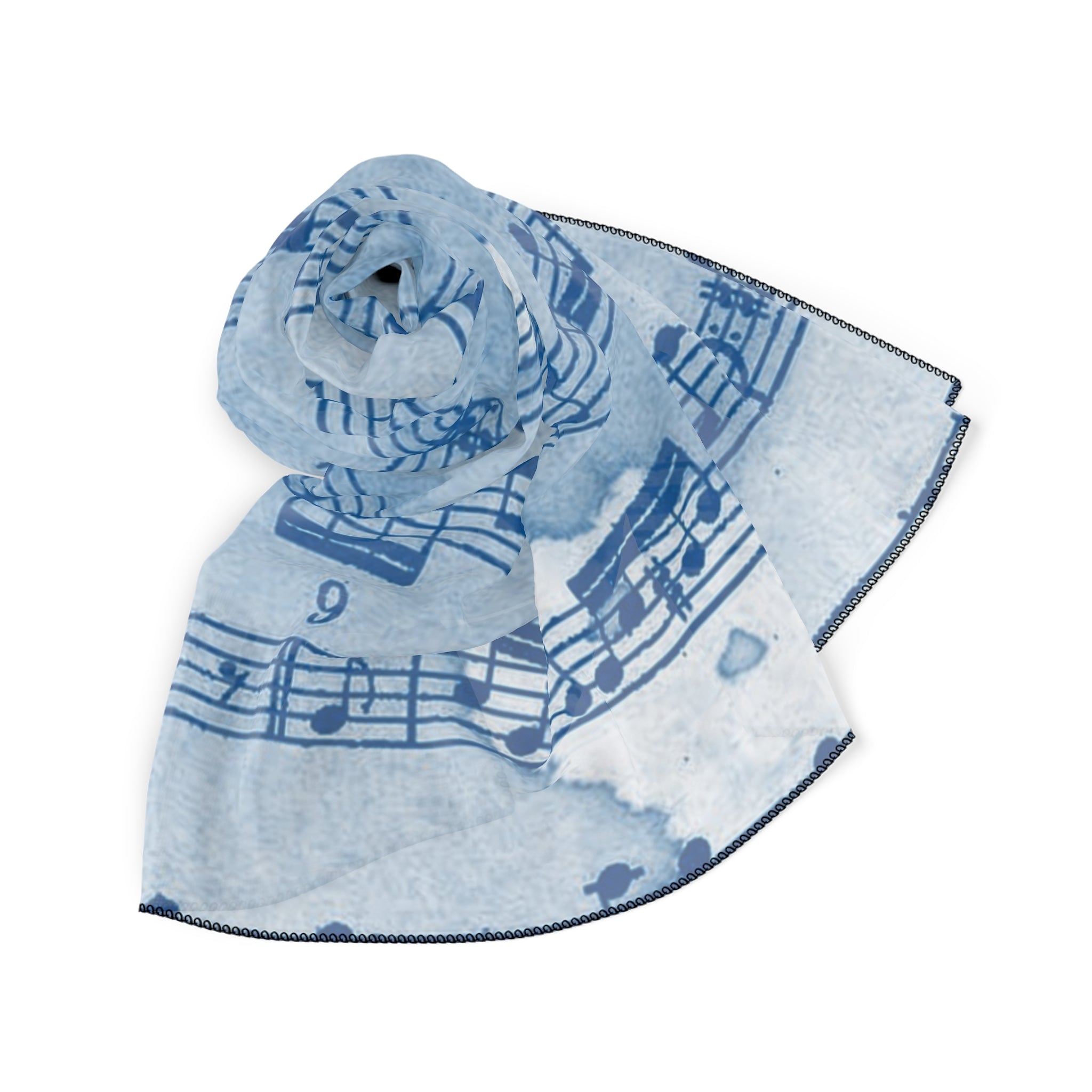Drip Spill Type Beat Sheet Music Blue Poly Scarf, Artsulli - Art is Long, Life is Short, Accessories, , , , , , , 