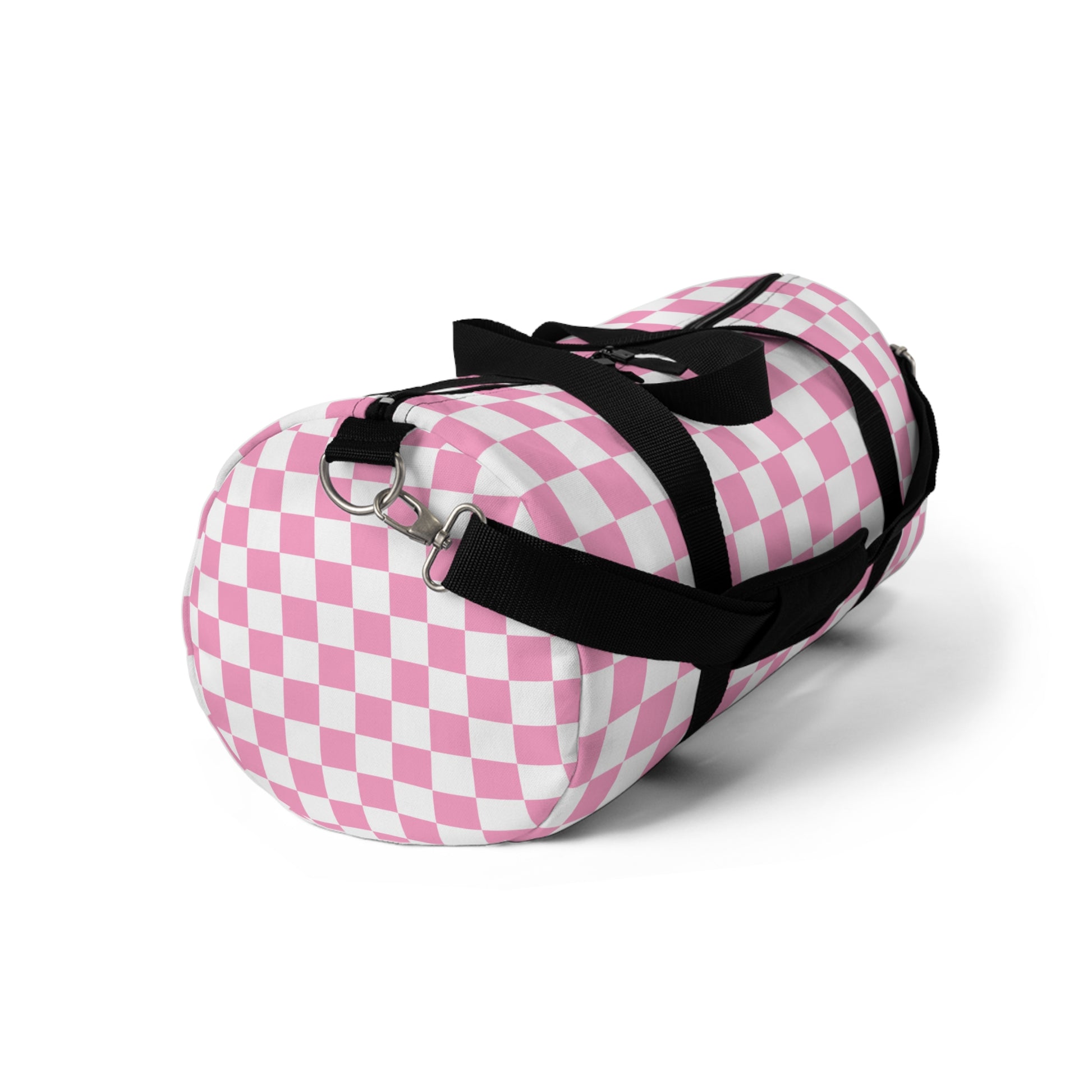 Checkerboard II Hot Pink and White Duffel Bag, Artsulli - Art is Long, Life is Short, Bags, , , , , , , 