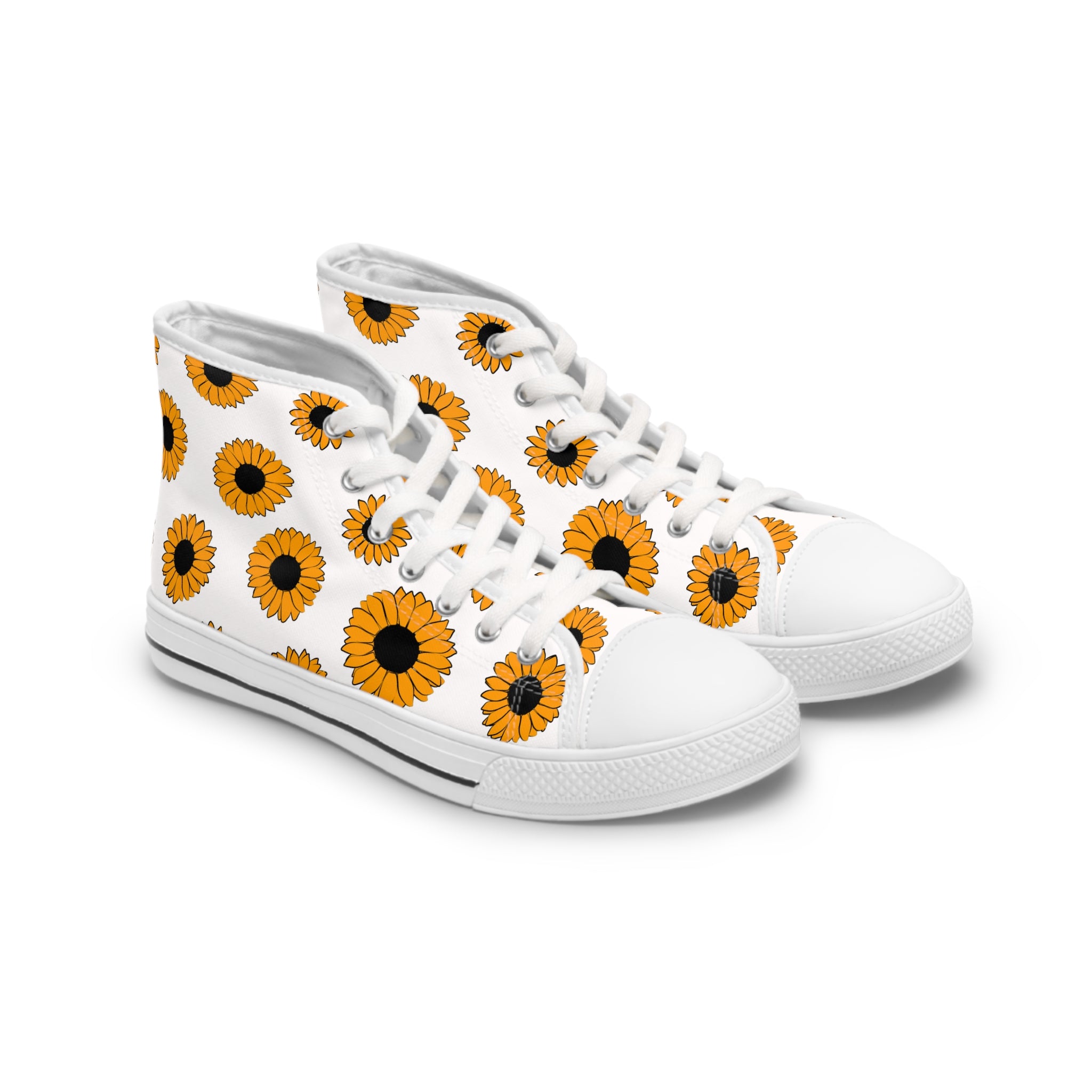 Sunflowers Women's High Top Sneakers, Artsulli - Art is Long, Life is Short, Shoes, Size, US 5.5, Color, White sole, , , 12212910034549