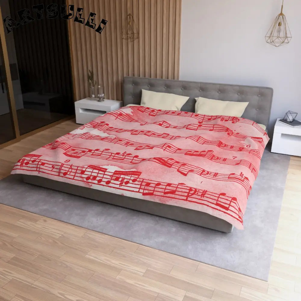 JAKKOUTTHEBXX Red Watercolor Sheet Music Art Printed Duvet Cover 2025
