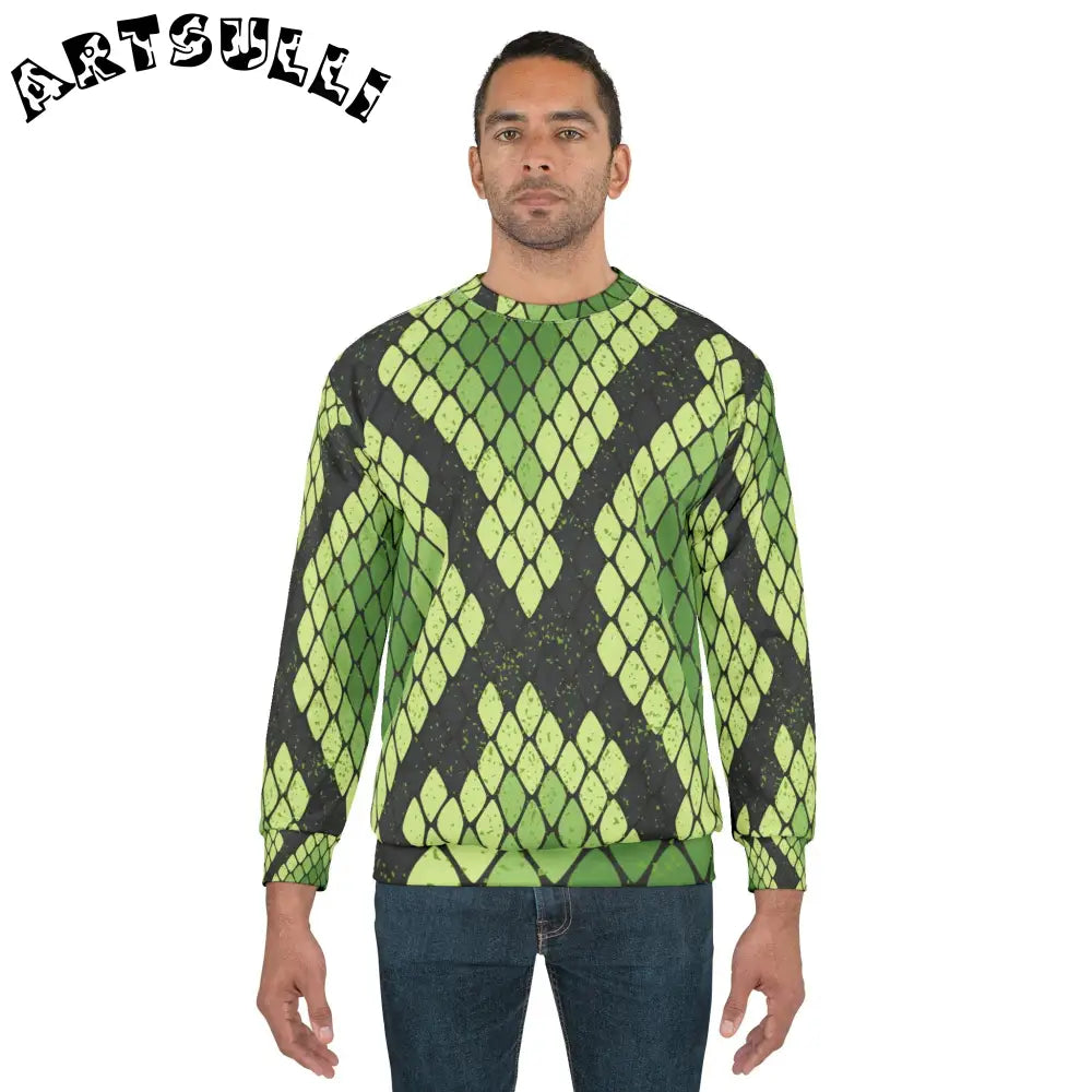 JAKKOUTTHEBXX Snake Skin Green and Black Unisex Sweatshirt (AOP)