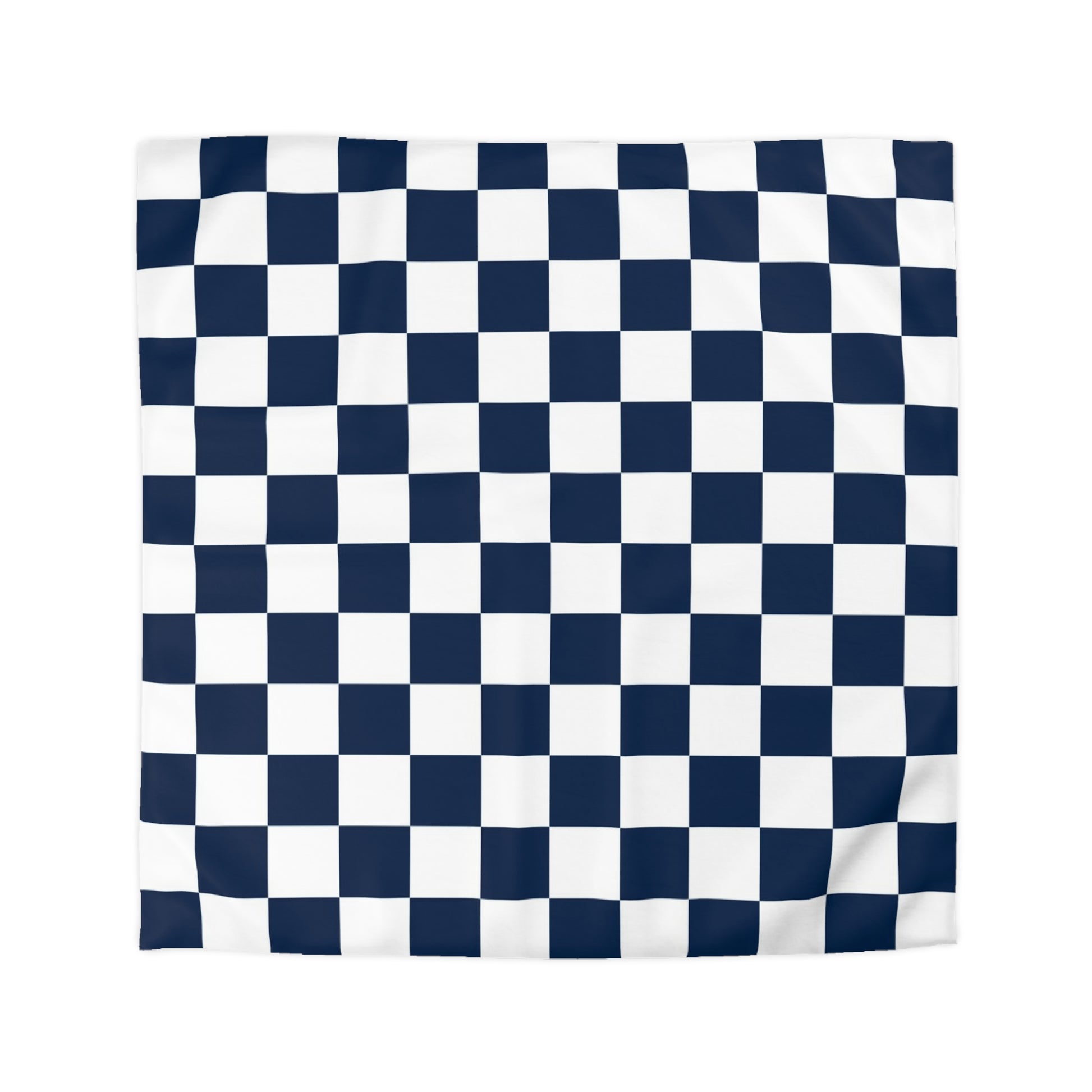 Checkerboard White and Navy Blue Microfiber Duvet Cover, Artsulli - Art is Long, Life is Short, Home Decor, Size, Queen, Color, White, , , 32594424957928180112