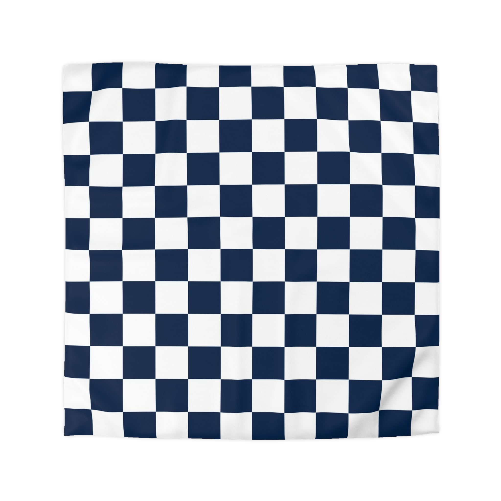 Checkerboard White and Navy Blue Microfiber Duvet Cover, Artsulli - Art is Long, Life is Short, Home Decor, Size, Queen, Color, White, , , 32594424957928180112