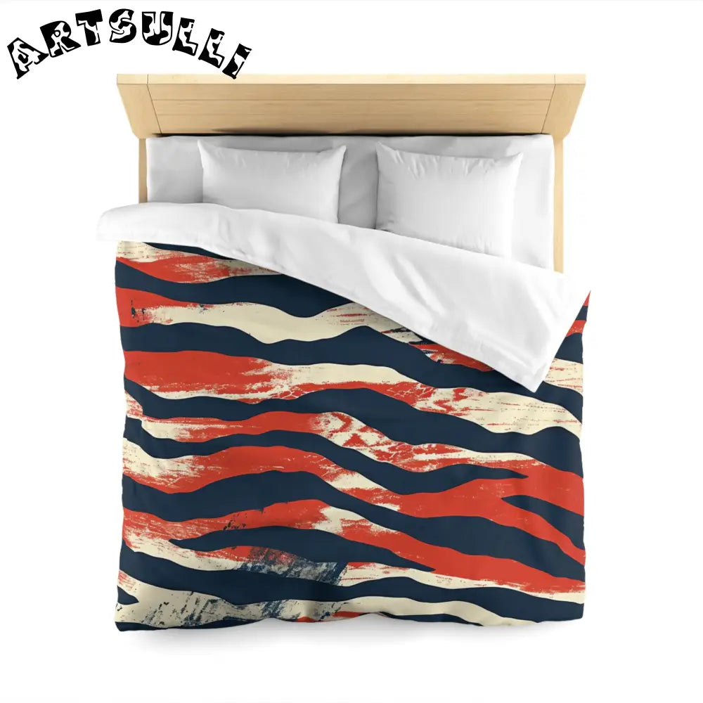 JAKKOUTTHEBXX Art Printed Abstract Striped Throw Blanket Red Navy