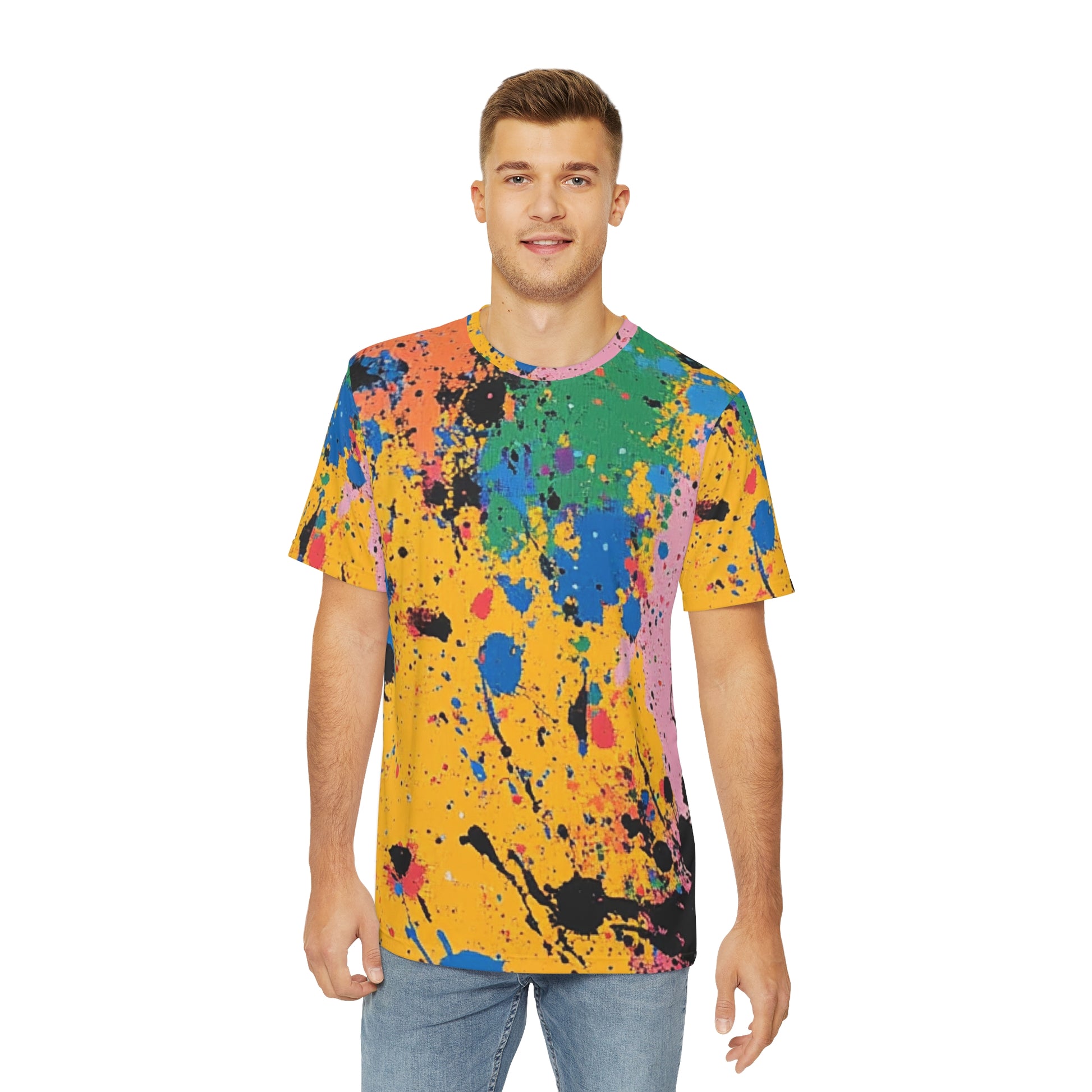 The Colors Of Paint Splatter Men's Polyester Tee (AOP), Artsulli - Art is Long, Life is Short, All Over Prints, , , , , , , 