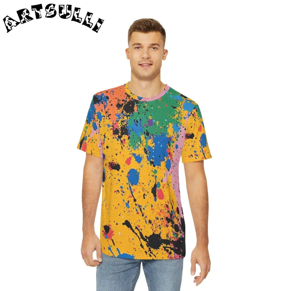 JAKKOUTTHEBXX The Colors Of Paint Splatter Men’s Polyester Tee (AOP)