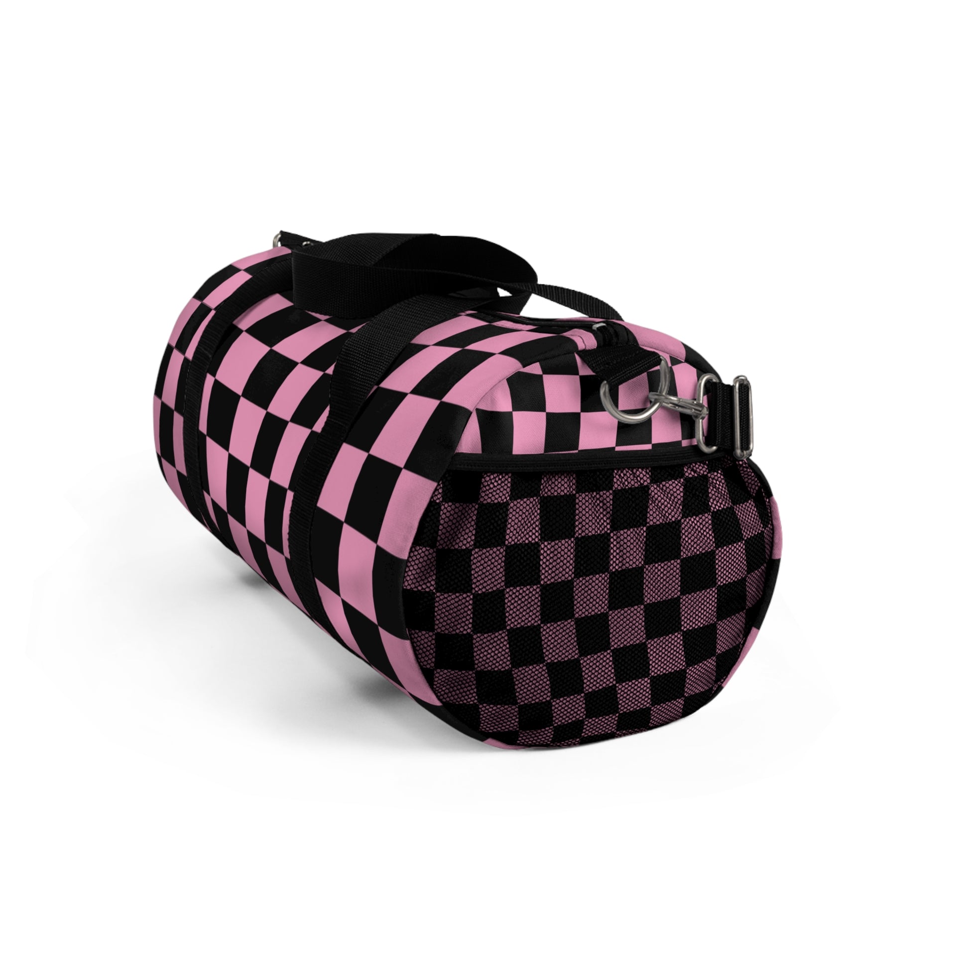 Checkerboard Black and Pink Duffel Bag, Artsulli - Art is Long, Life is Short, Bags, , , , , , , 
