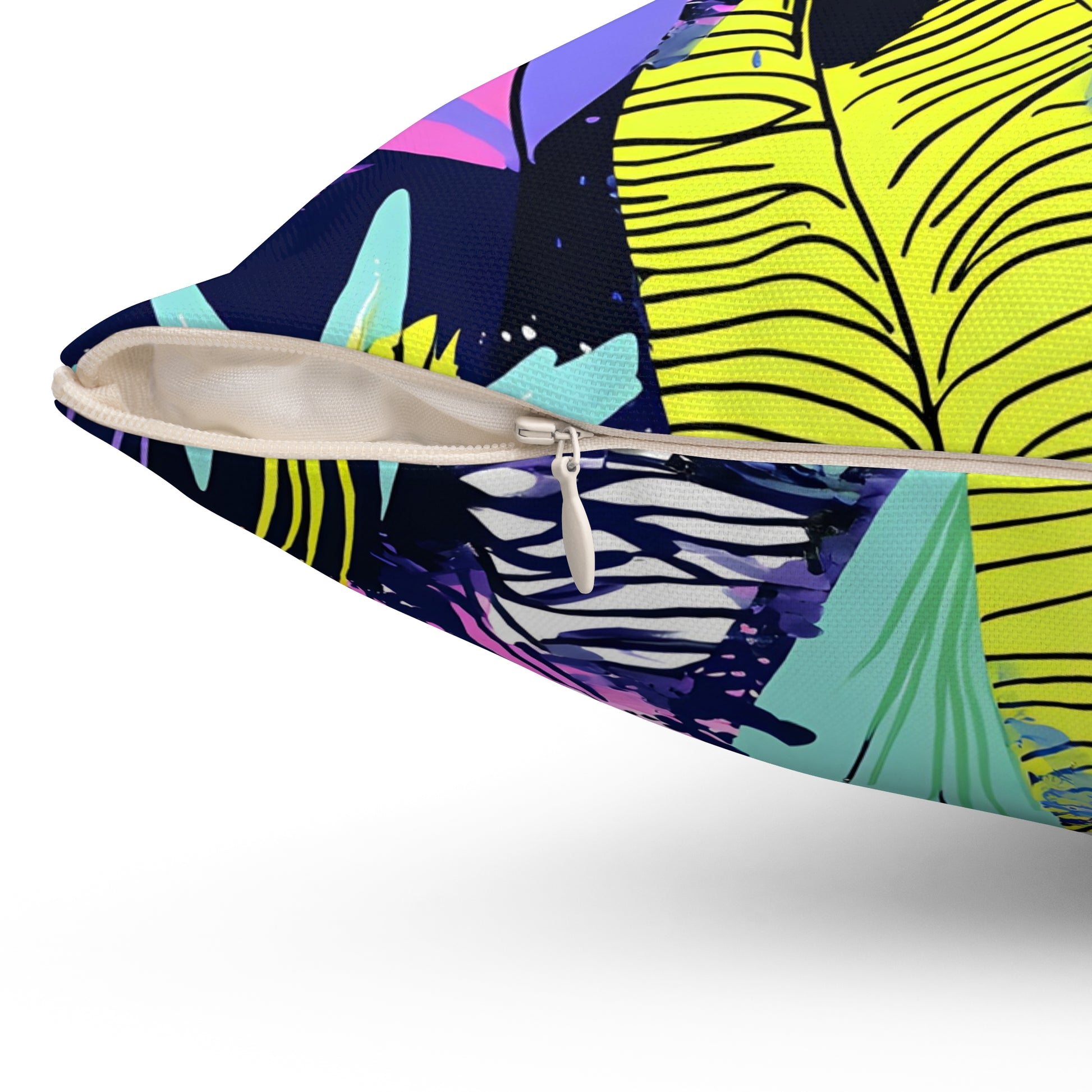 Dark Neon Rainforest Spun Polyester Square Pillow, Artsulli - Art is Long, Life is Short, Home Decor, , , , , , , 