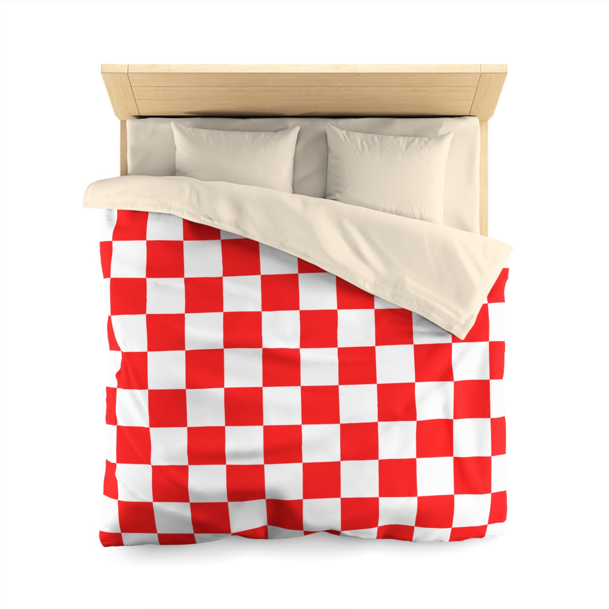 Checkerboard Red and White Microfiber Duvet Cover, Artsulli - Art is Long, Life is Short, Home Decor, , , , , , , 