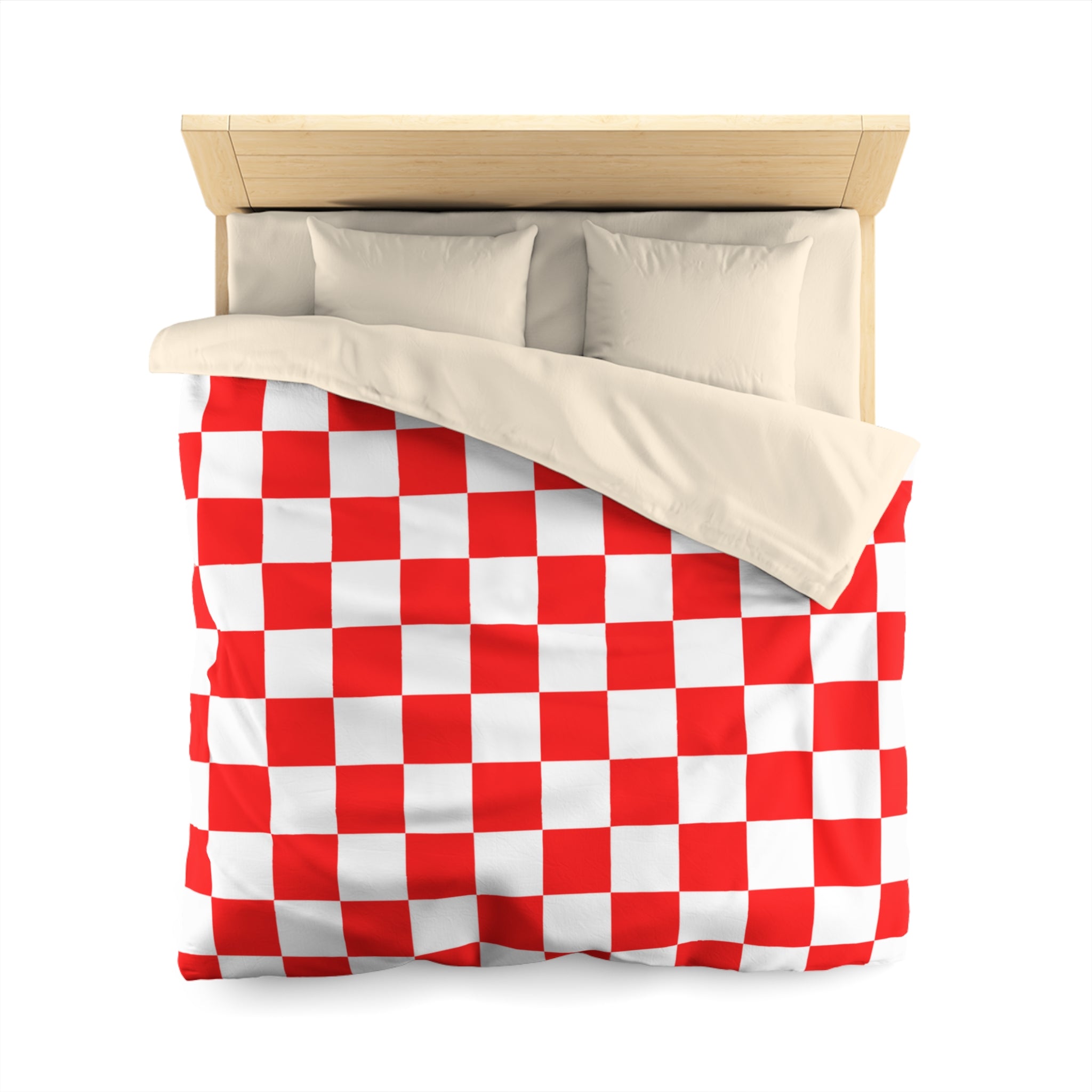 Checkerboard Red and White Microfiber Duvet Cover, Artsulli - Art is Long, Life is Short, Home Decor, , , , , , , 