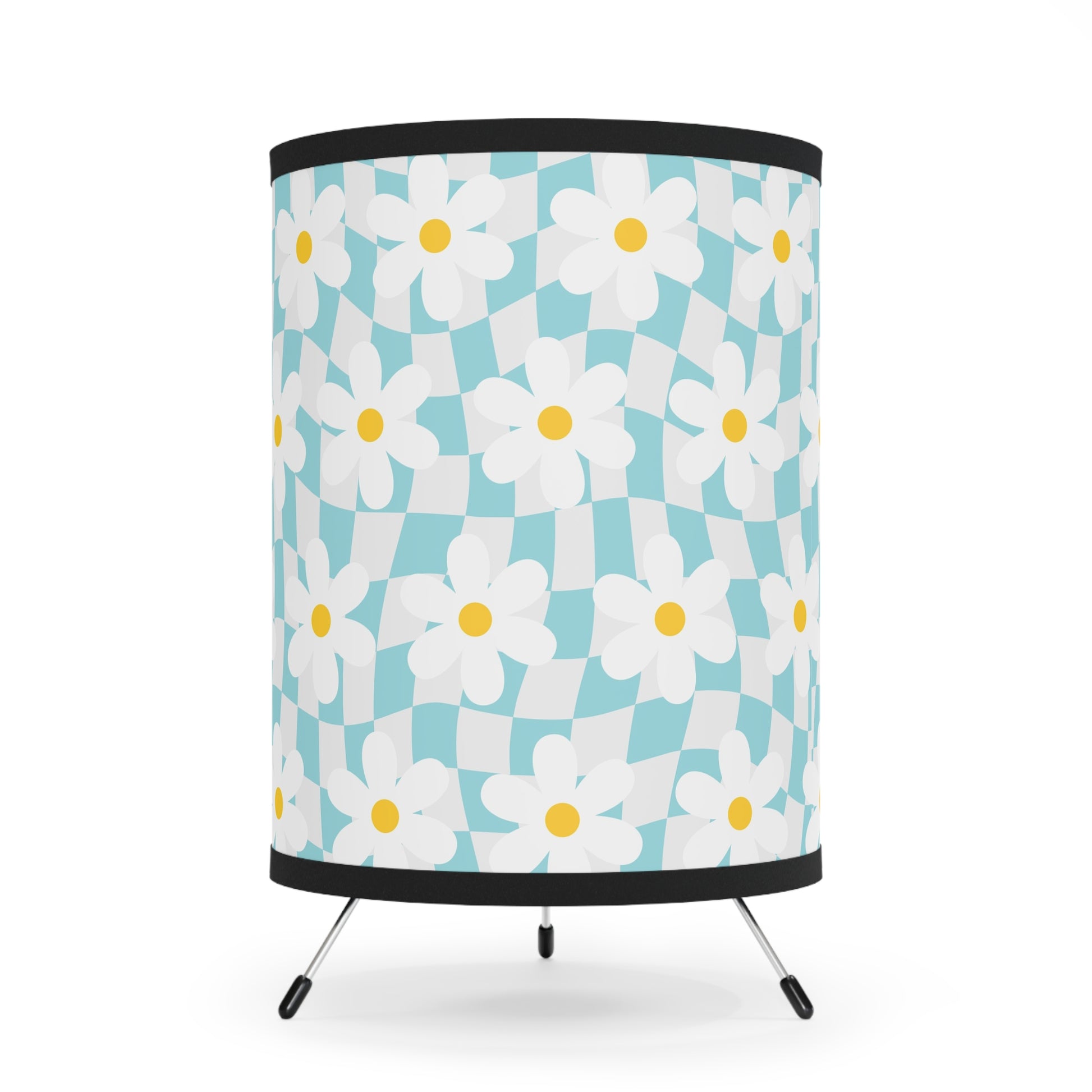 Trippy Check Garden Tripod Lamp with High-Res Printed Shade, US\CA plug, Artsulli - Art is Long, Life is Short, Home Decor, Size, One size, Color, Black, , , 46178581325685457881
