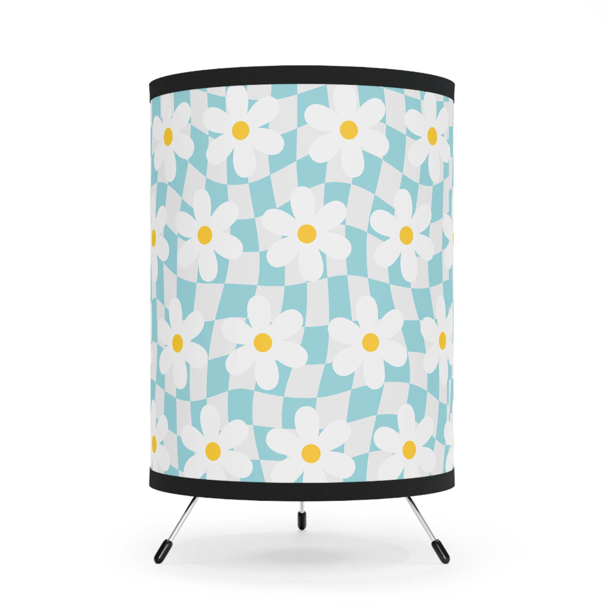 Trippy Check Garden Tripod Lamp with High-Res Printed Shade, US\CA plug, Artsulli - Art is Long, Life is Short, Home Decor, Size, One size, Color, Black, , , 46178581325685457881