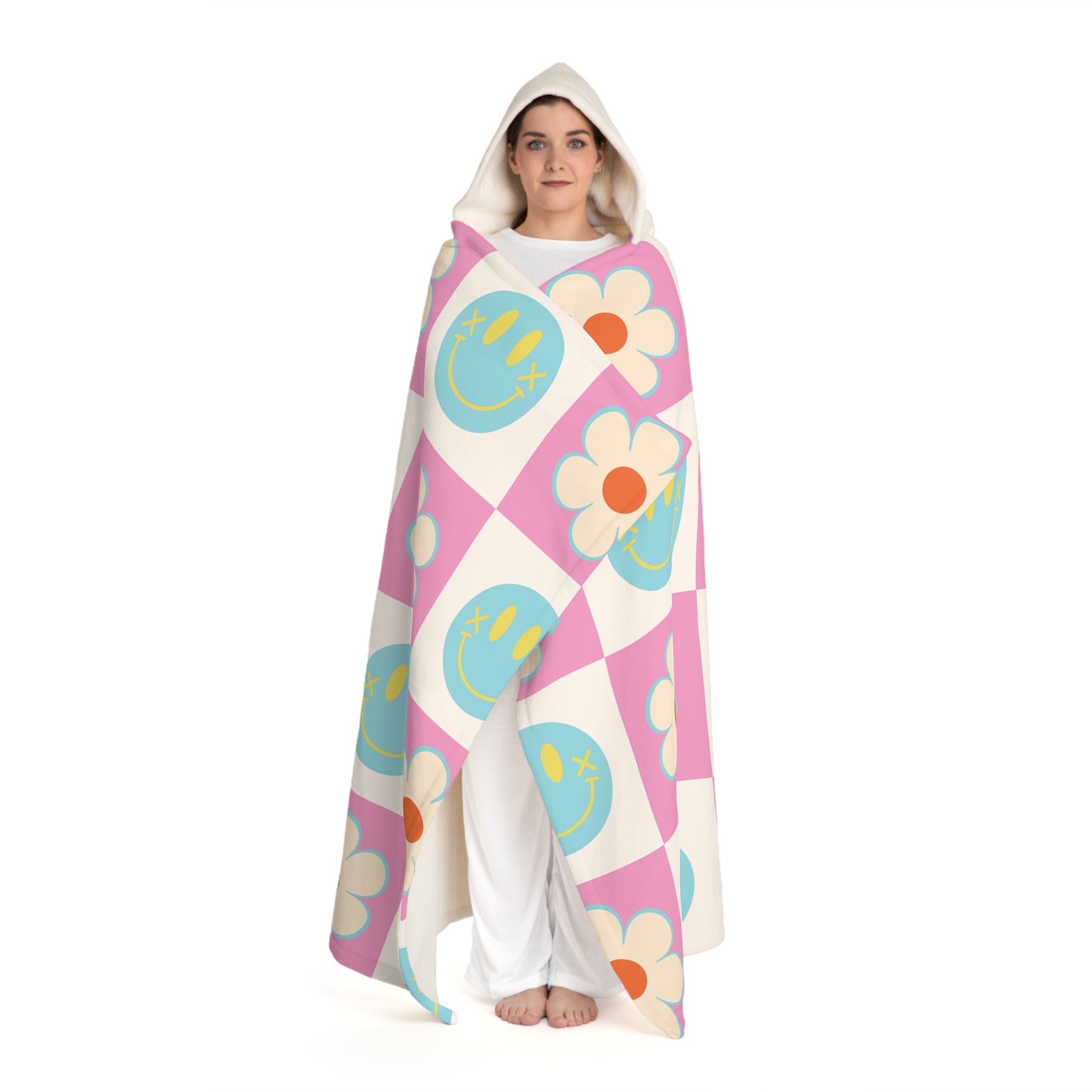 Madotsukis Grin Bloom II Hooded Sherpa Fleece Blanket, Artsulli - Art is Long, Life is Short, All Over Prints, , , , , , , 