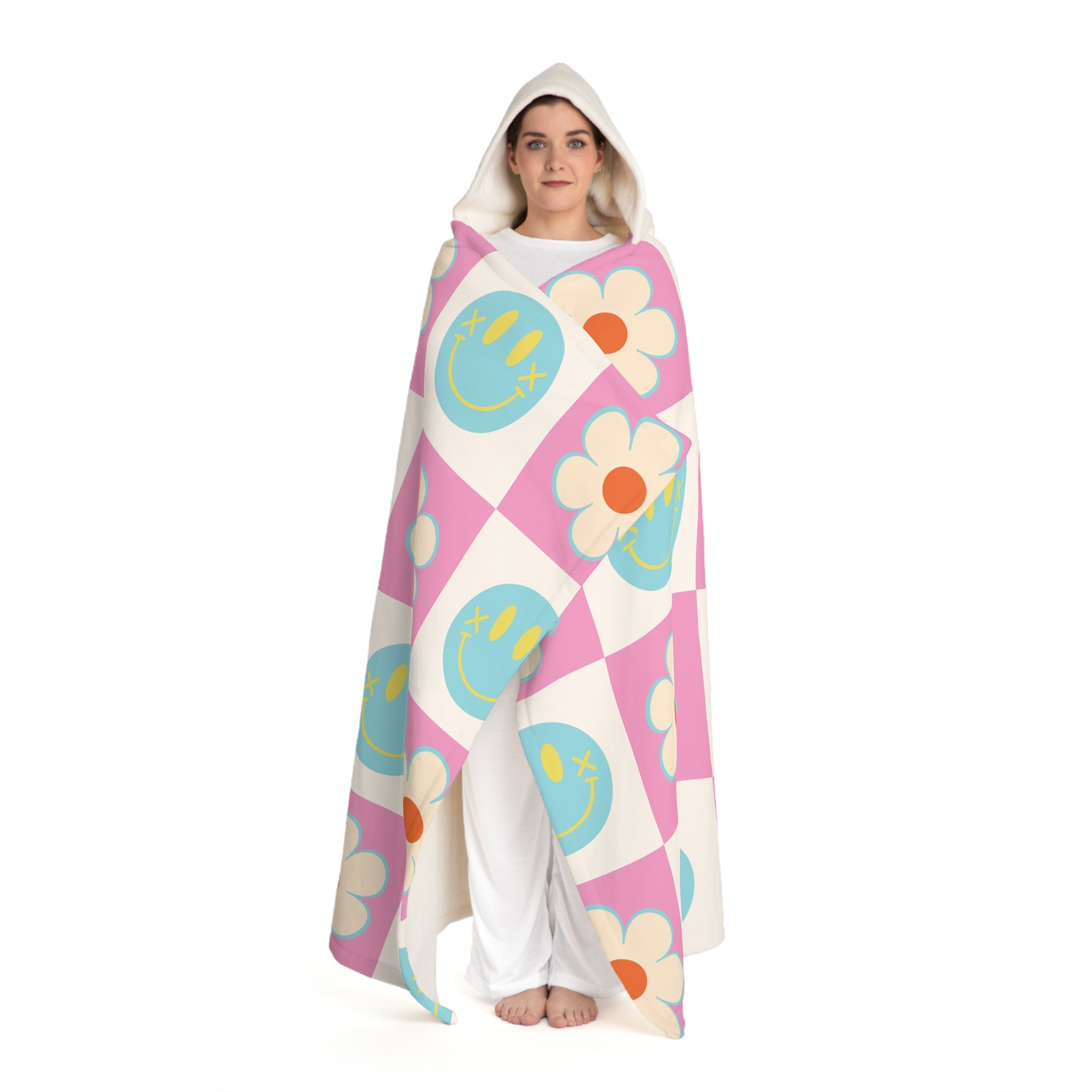 Madotsukis Grin Bloom II Hooded Sherpa Fleece Blanket, Artsulli - Art is Long, Life is Short, All Over Prints, , , , , , , 