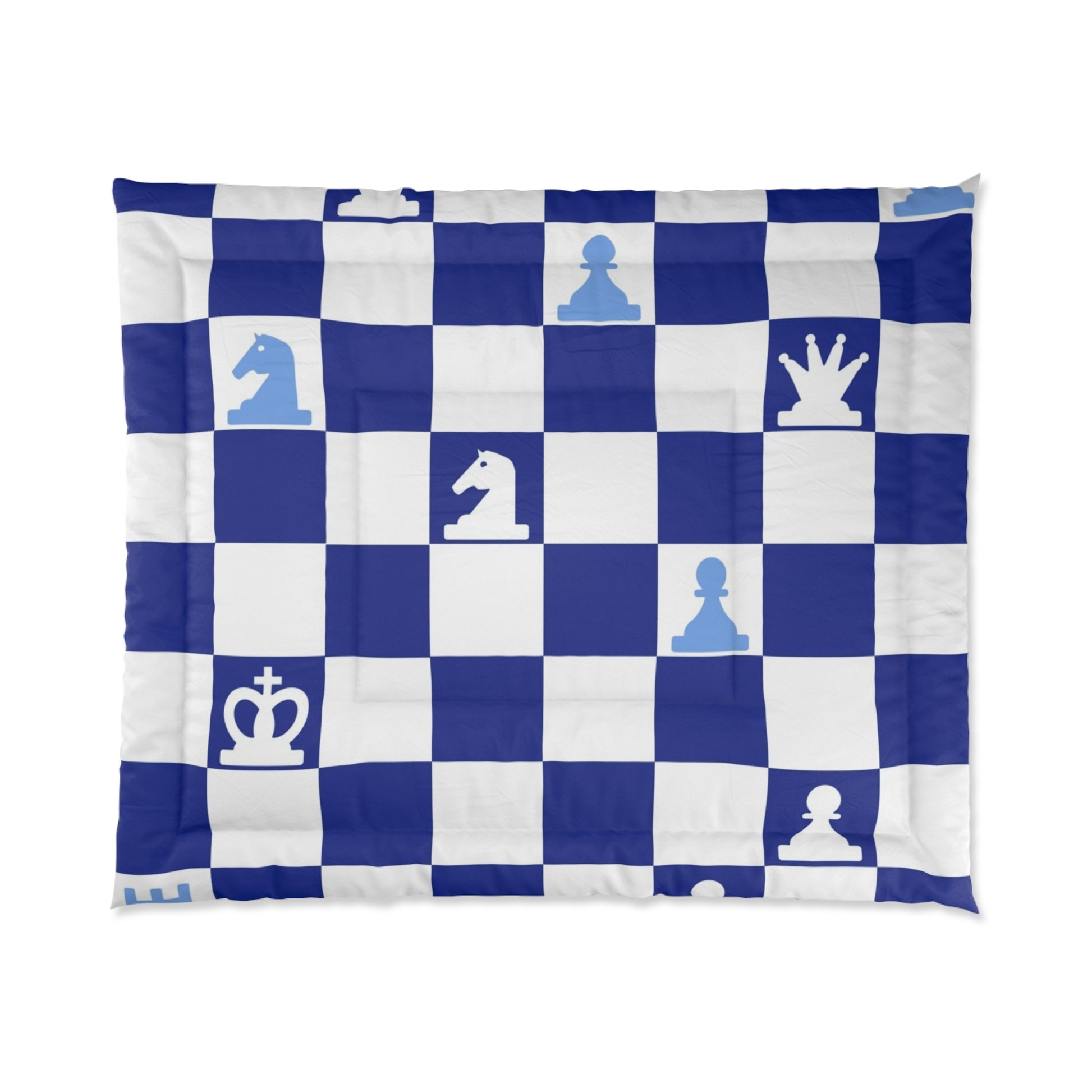 Chessboard Navy Blue Comforter, Artsulli - Art is Long, Life is Short, Home Decor, Size, 104" × 88", , , , , 58209424730734448080