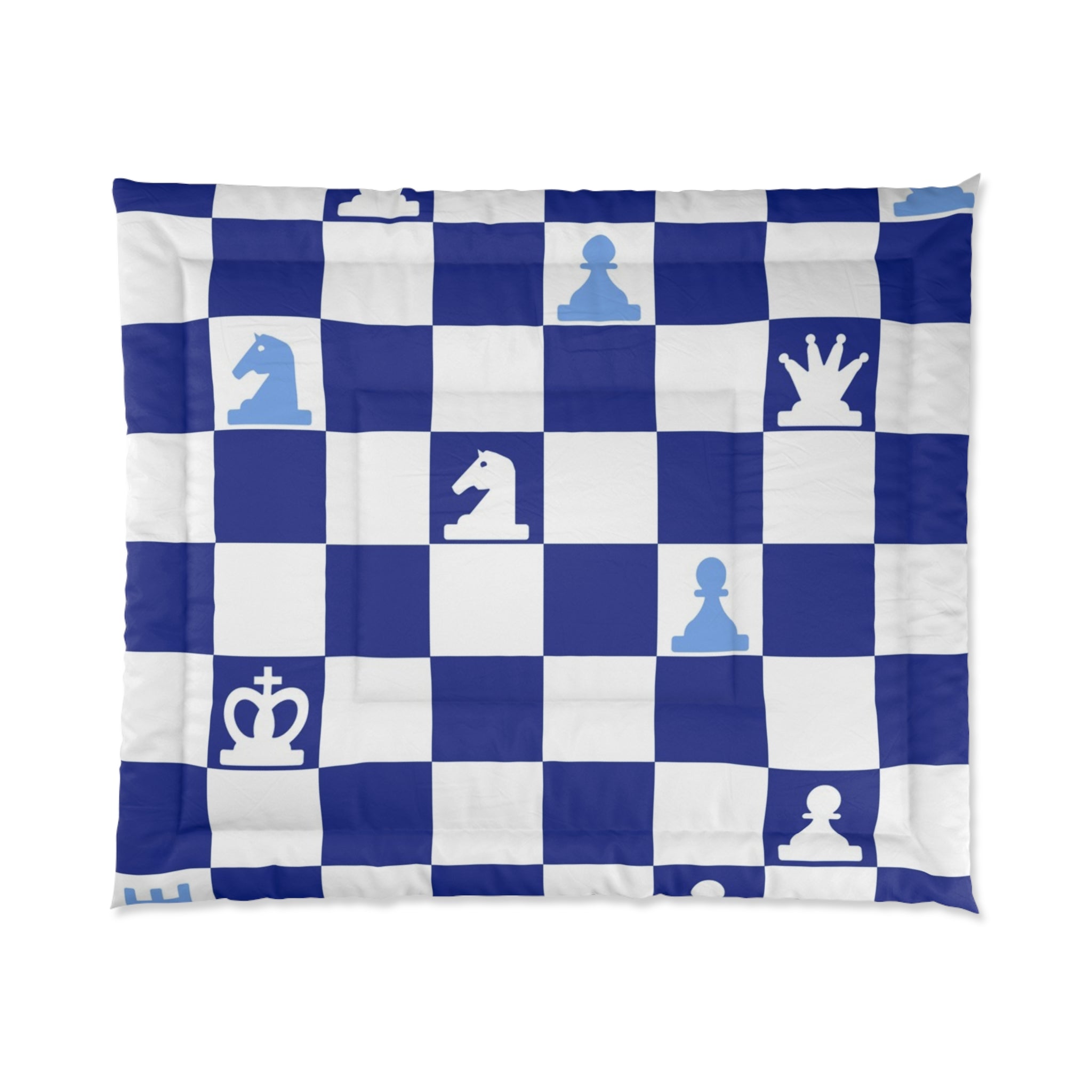 Chessboard Navy Blue Comforter, Artsulli - Art is Long, Life is Short, Home Decor, Size, 104" × 88", , , , , 58209424730734448080