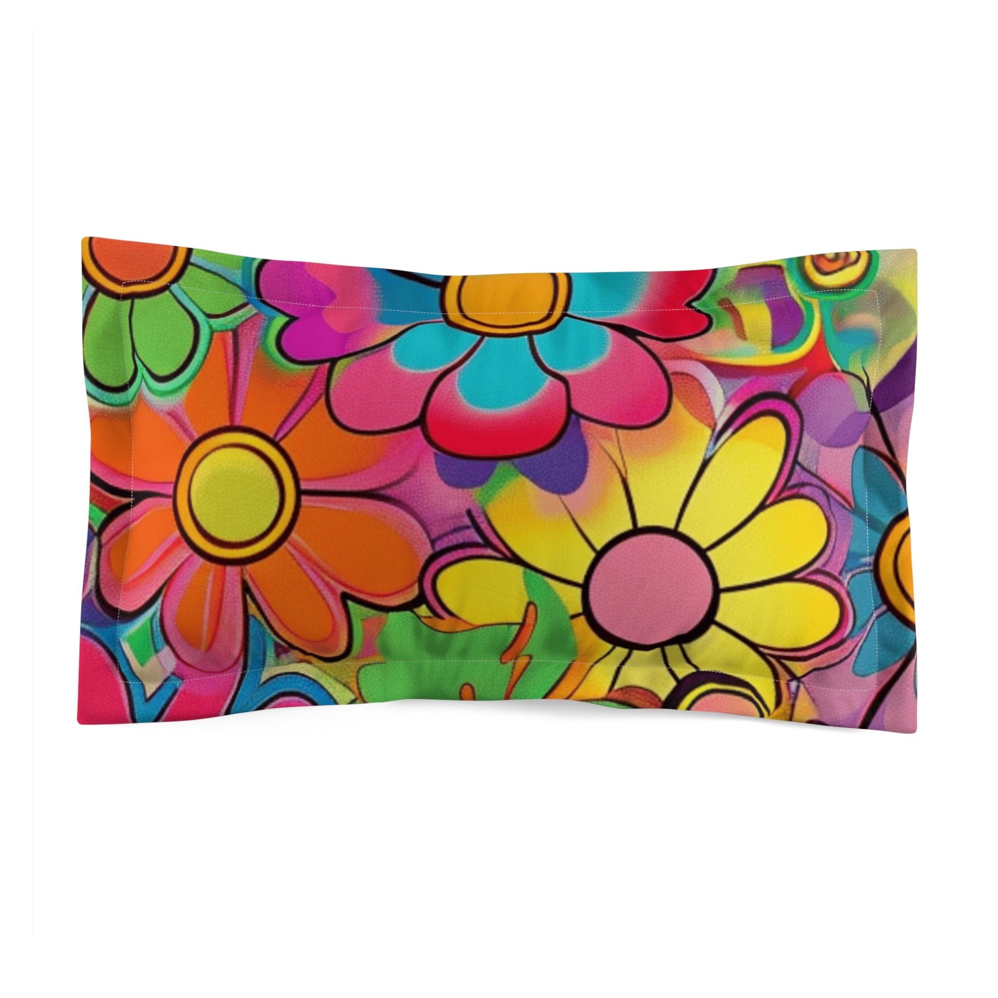 Chromatic Daisy Dream Microfiber Pillow Sham, Artsulli - Art is Long, Life is Short, Home Decor, Size, King, , , , , 24485473303682783429