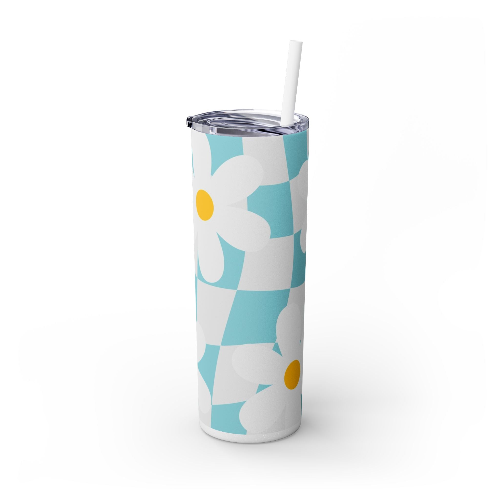 Trippy Check Garden Skinny Tumbler with Straw, 20oz, Artsulli - Art is Long, Life is Short, Mug, , , , , , , 