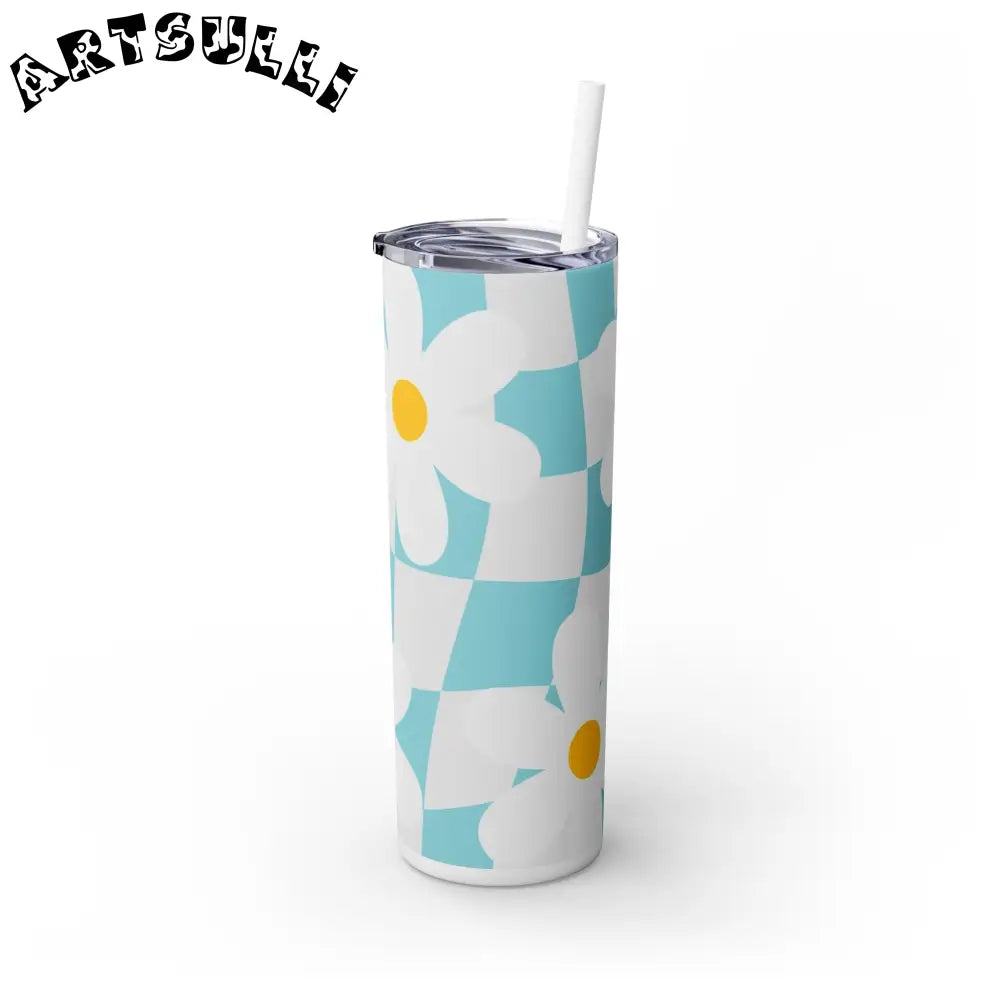 JAKKOUTTHEBXX Trippy Check Garden Skinny Tumbler with Straw 20oz