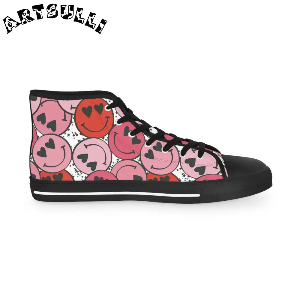 JAKKOUTTHEBXX Smiley Face x Heart Eyes Pink and Red Men’s High Top