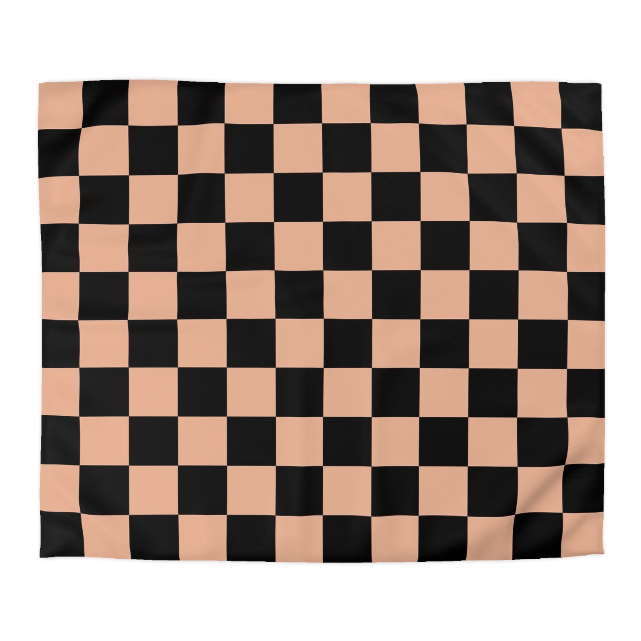 Checkerboard Soft Orange and Black Microfiber Duvet Cover, Artsulli - Art is Long, Life is Short, Home Decor, Size, King, Color, Cream, , , 47393043755245316633