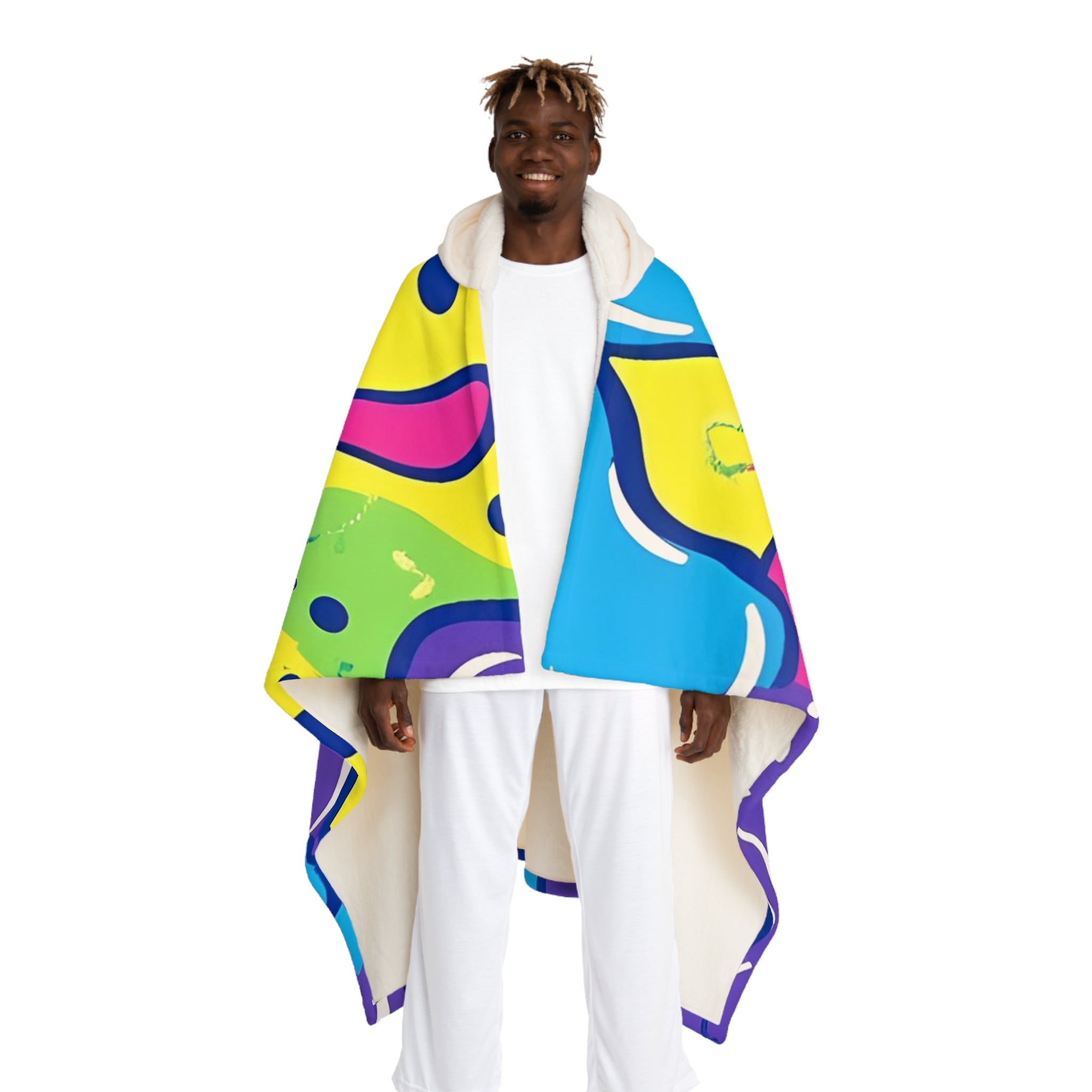 90s Trippy Slime Hooded Sherpa Fleece Blanket, Artsulli - Art is Long, Life is Short, All Over Prints, Size, One size, Color, Cream, , , 10514520003297184702