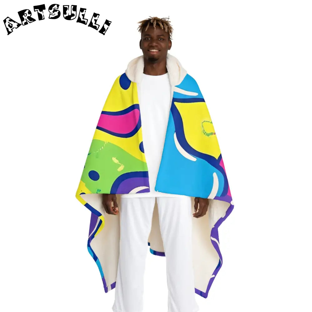 90s Trippy Slime Hooded Sherpa Fleece Blanket, Artsulli - Art is Long, Life is Short, All Over Prints, Size, One size, Color, Cream, , , 10514520003297184702