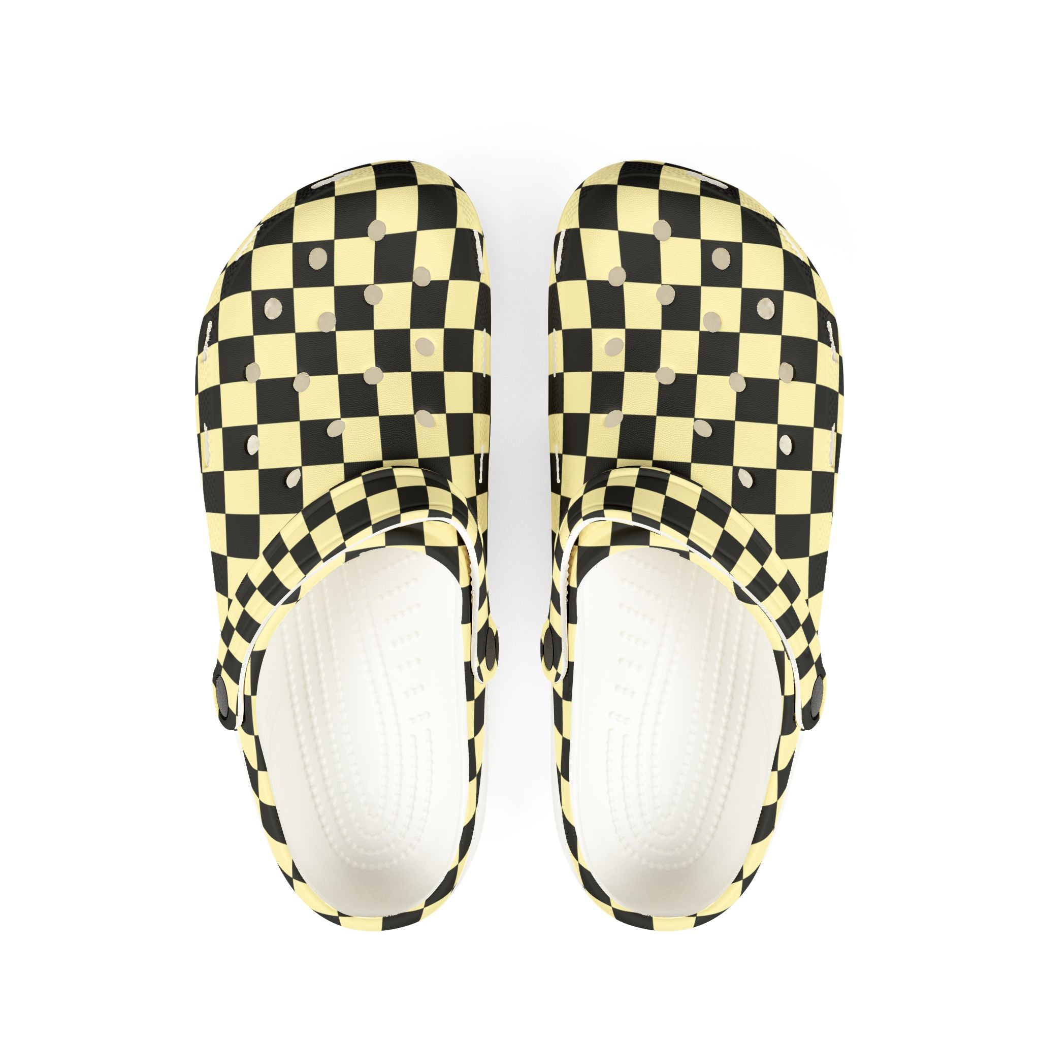 Checkerboard Black and Yellow EVA Foam Rubber Shoes (AOP), Artsulli - Art is Long, Life is Short, Shoes, Size, US 6 (Women's), Color, White, , , 12310482006357745651