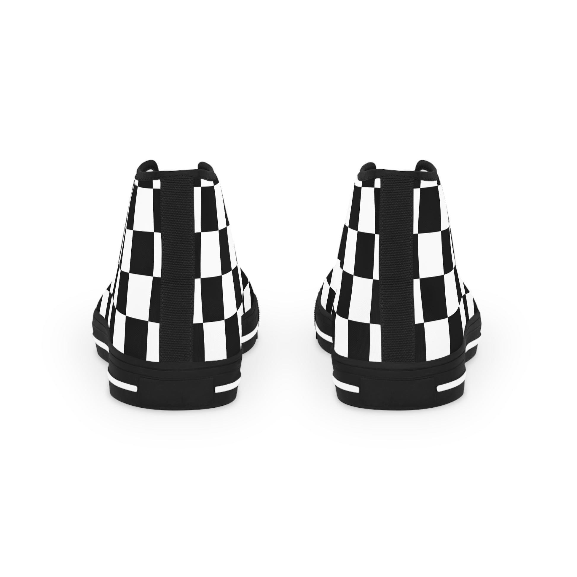 Checkerboard Black and White Men's High Top Sneakers, Artsulli - Art is Long, Life is Short, Shoes, , , , , , , 