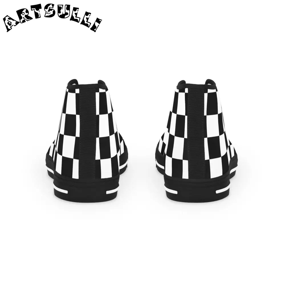 JAKKOUTTHEBXX Checkerboard Black and White Men’s High Top Sneakers