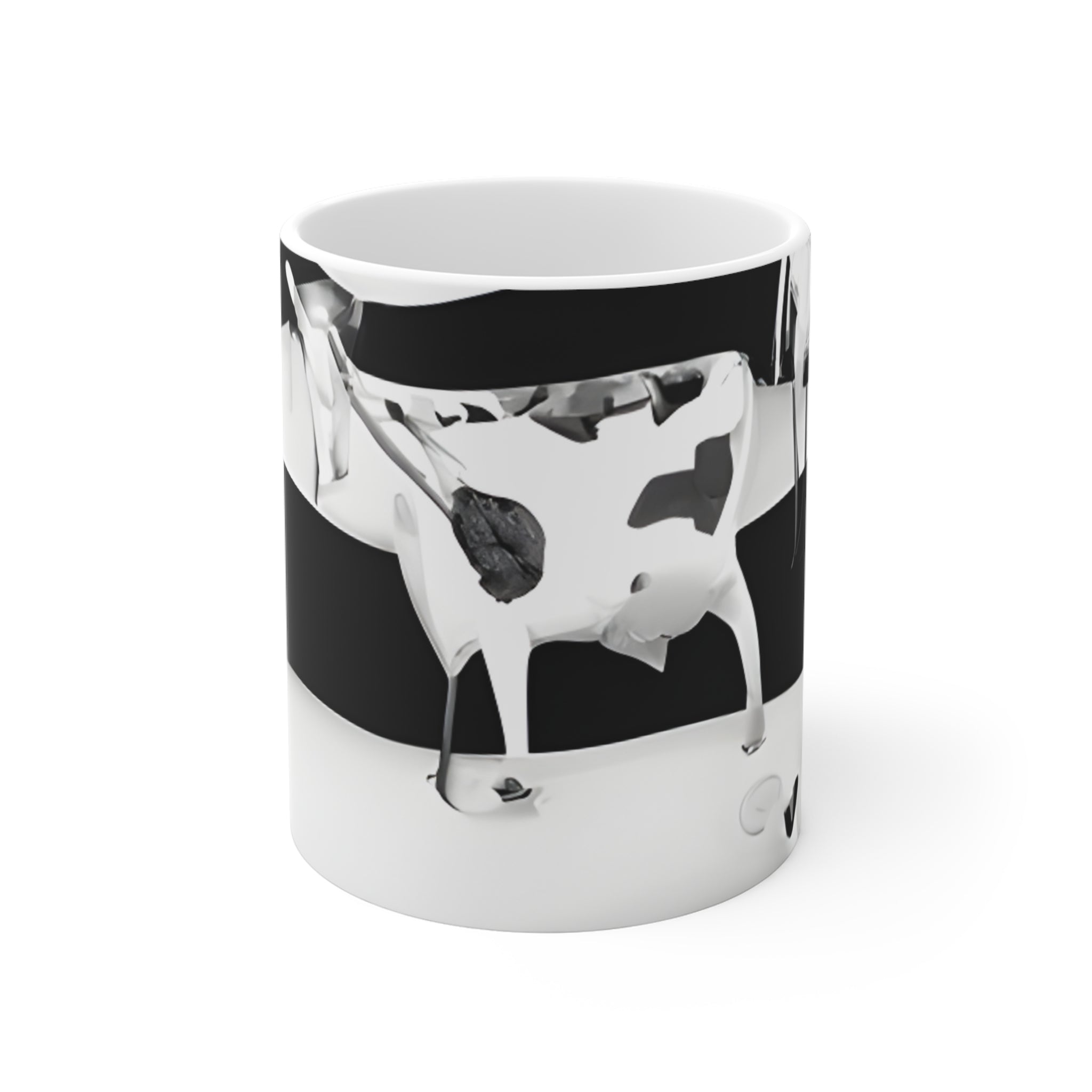 Black  White Bovine Panorama Clear and informative Mug 11oz