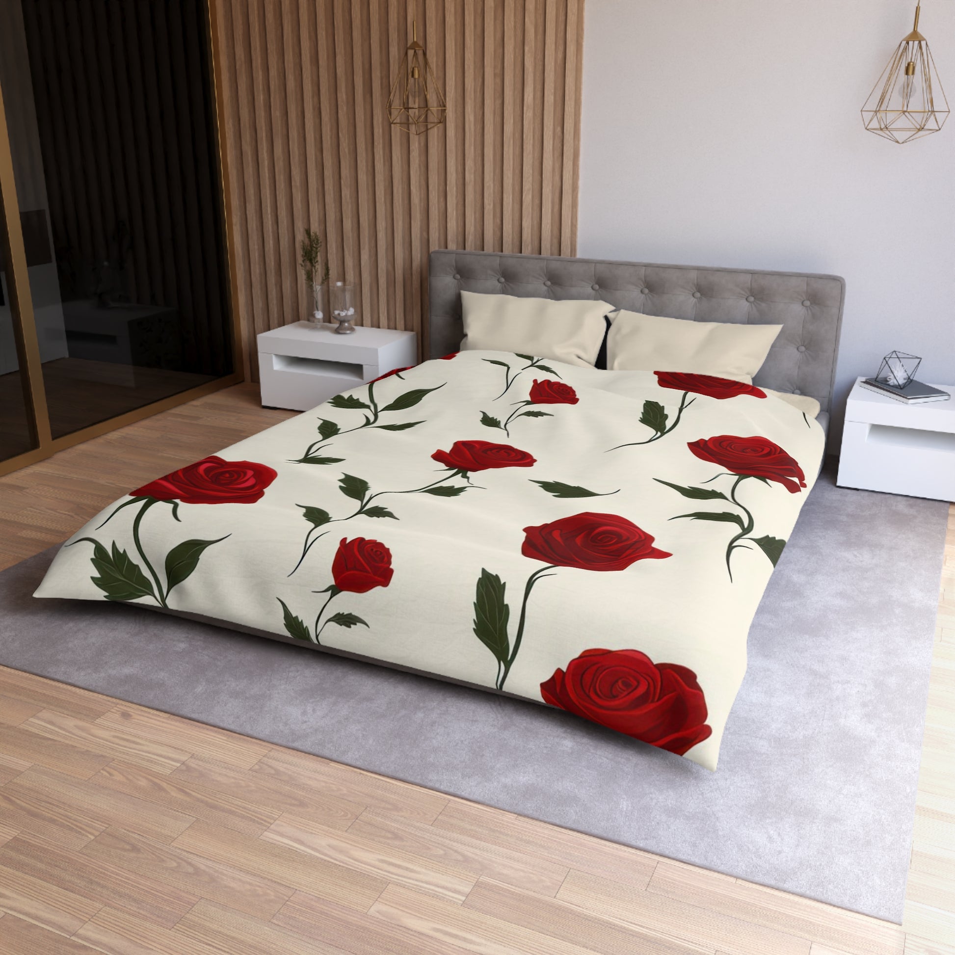 Red Roses Microfiber Duvet Cover, Artsulli - Art is Long, Life is Short, Home Decor, , , , , , , 