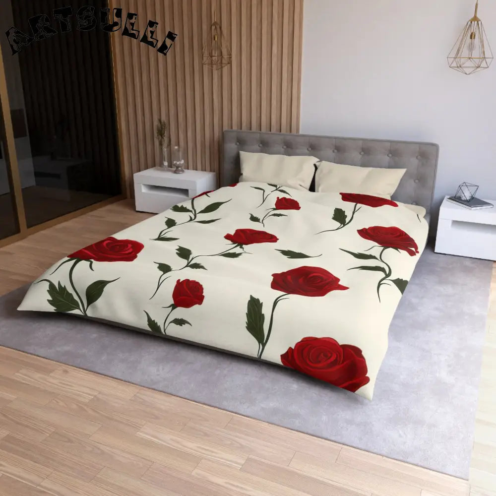 JAKKOUTTHEBXX Red Roses Microfiber Duvet Cover JAKKOUTTHEBXX