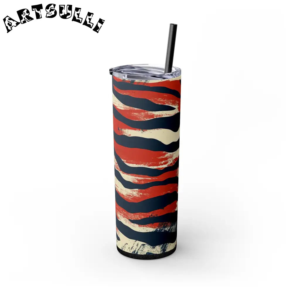 JAKKOUTTHEBXX Capricious Tiger Wave Skinny Tumbler with Straw 20oz