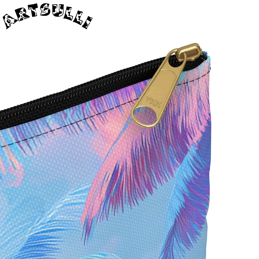 JAKKOUTTHEBXX Ethereal Pastel Palms II Blue and Pink Accessory Pouch
