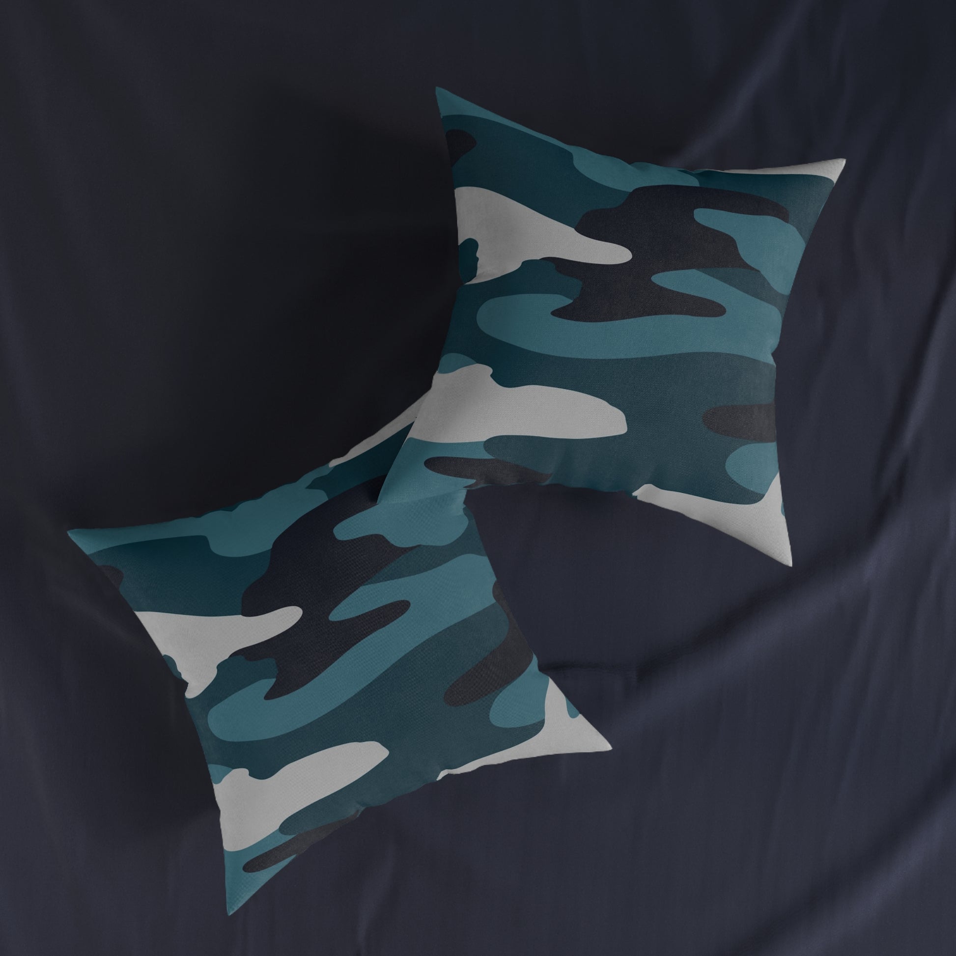 Blue Camouflage Square Pillow, Artsulli - Art is Long, Life is Short, Home Decor, , , , , , , 