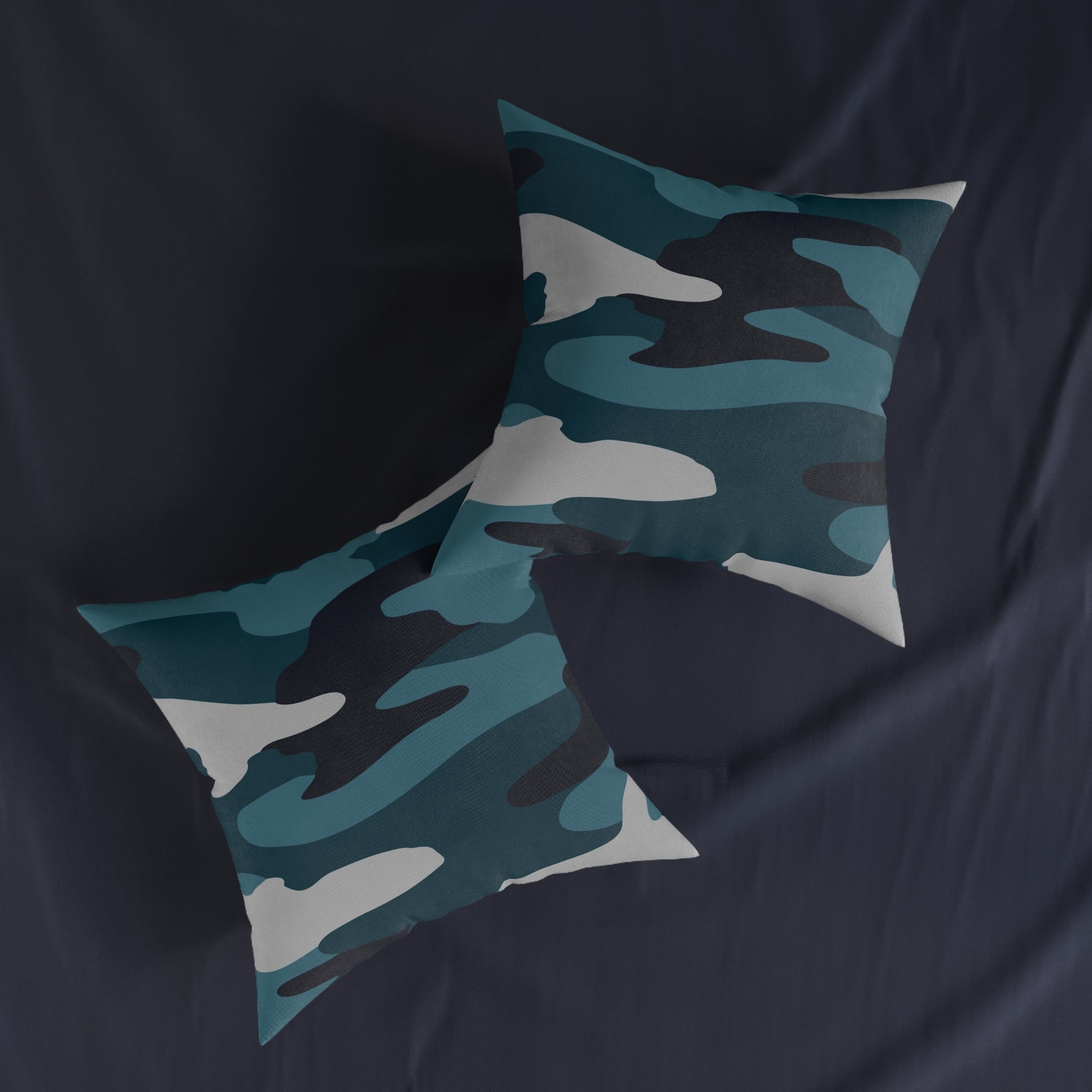 Blue Camouflage Square Pillow, Artsulli - Art is Long, Life is Short, Home Decor, , , , , , , 