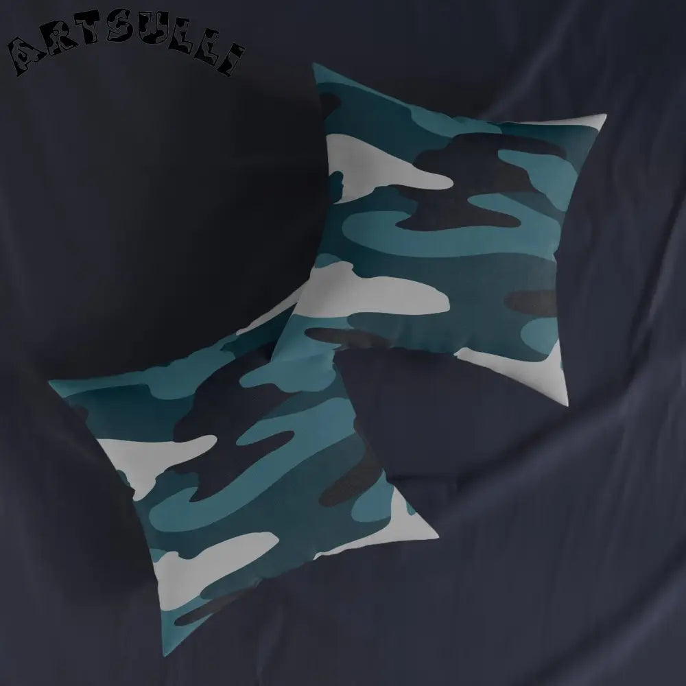 JAKKOUTTHEBXX Blue Camouflage Square Pillow JAKKOUTTHEBXX Artsulli